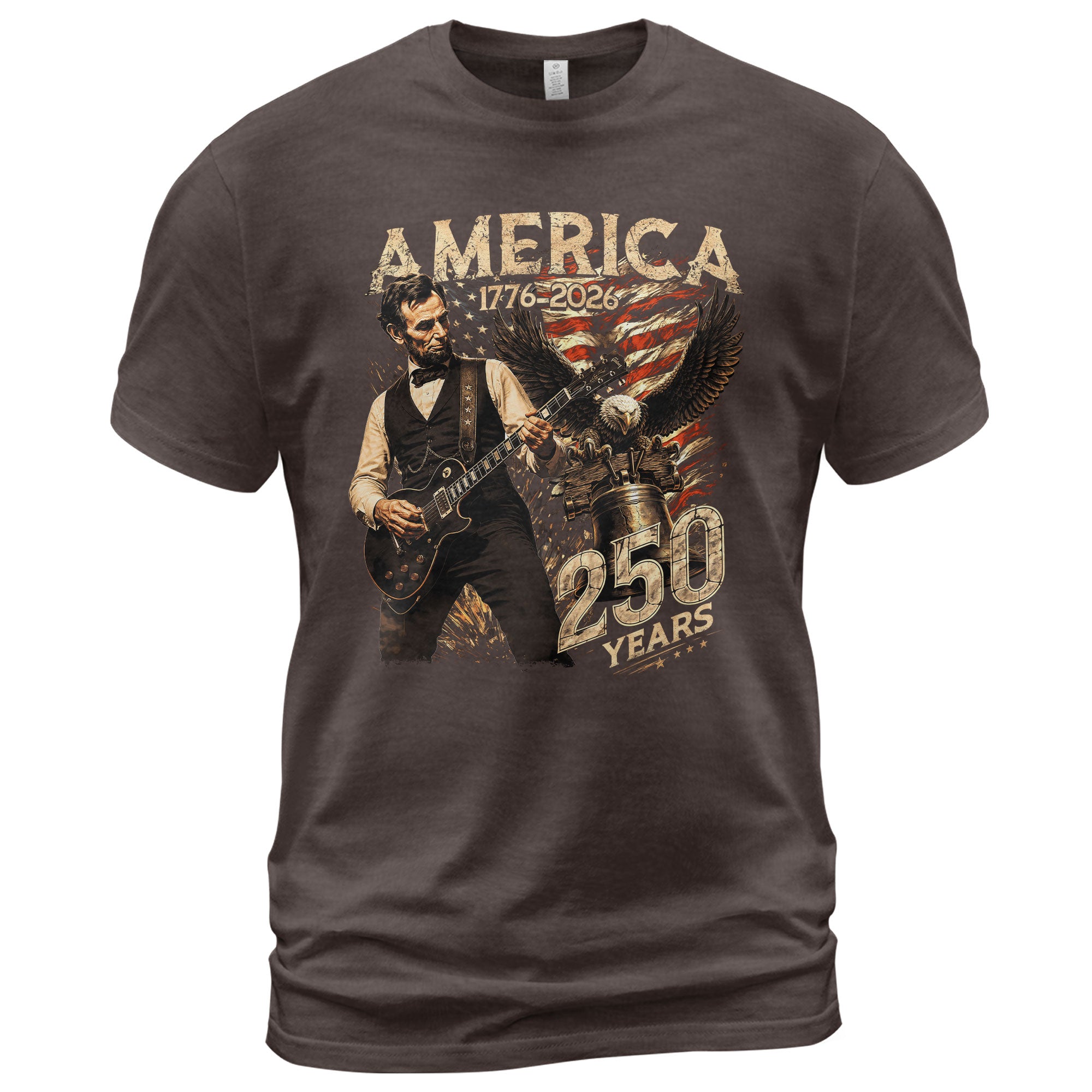 Abraham Lincoln T Shirt Rockstar Guitar Design - Vintage Eagle 1776 2026 Patriotic Tee