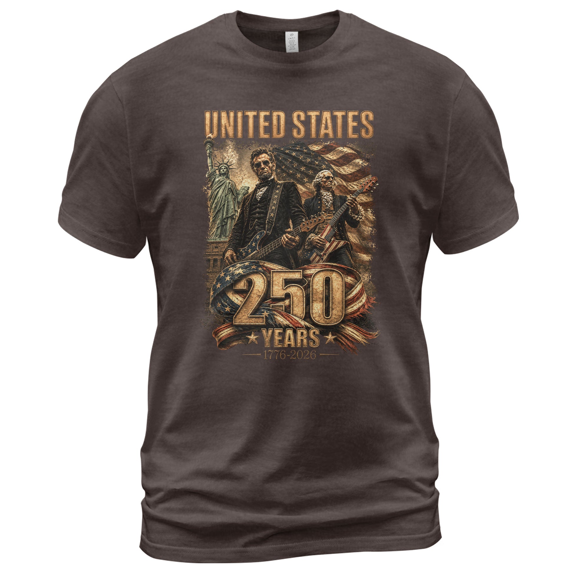 Patriotic 1776-2026 Presidents T Shirt - Lincoln Washington Graphic Unisex Top Item - Rust Field Wear