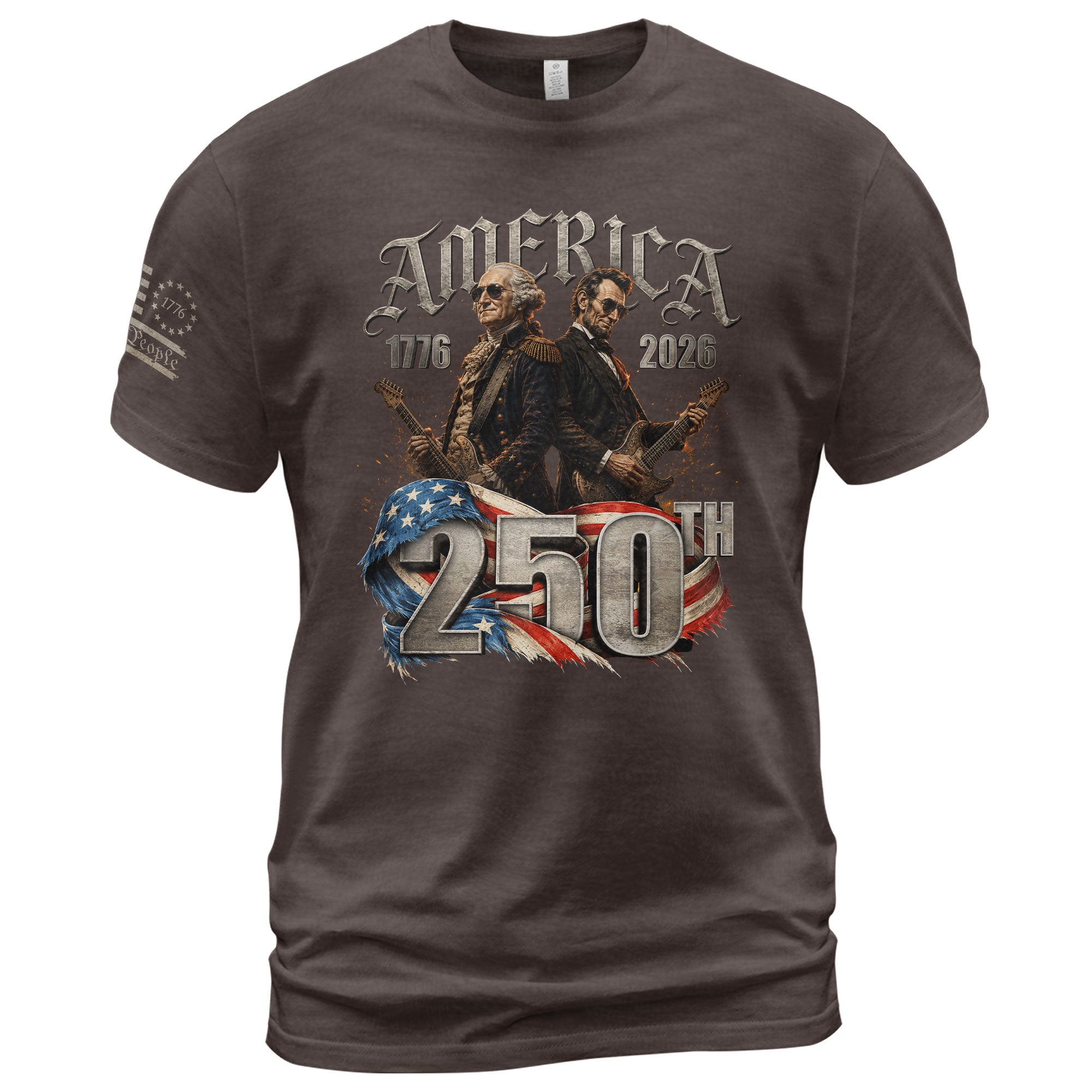 Washington Lincoln Guitar T-Shirt 1776-2026 Historical Patriotic Graphic Tee Anniversary Gift