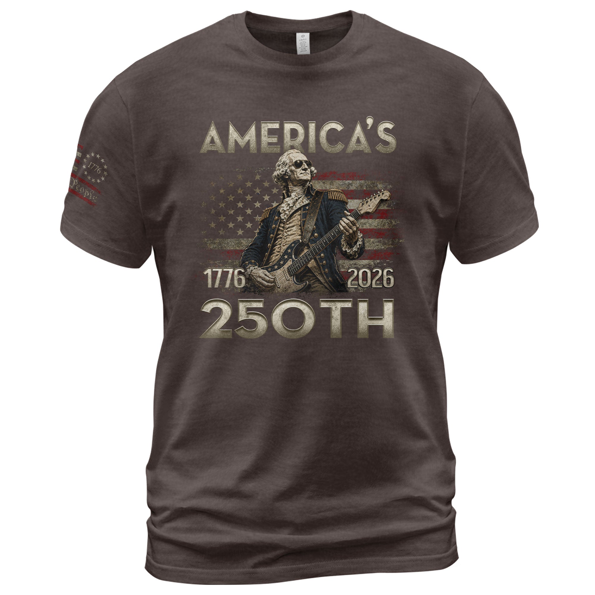 Patriotic George Washington Guitar Shirt 1776-2026 Historical Graphic Tee Anniversary Apparel