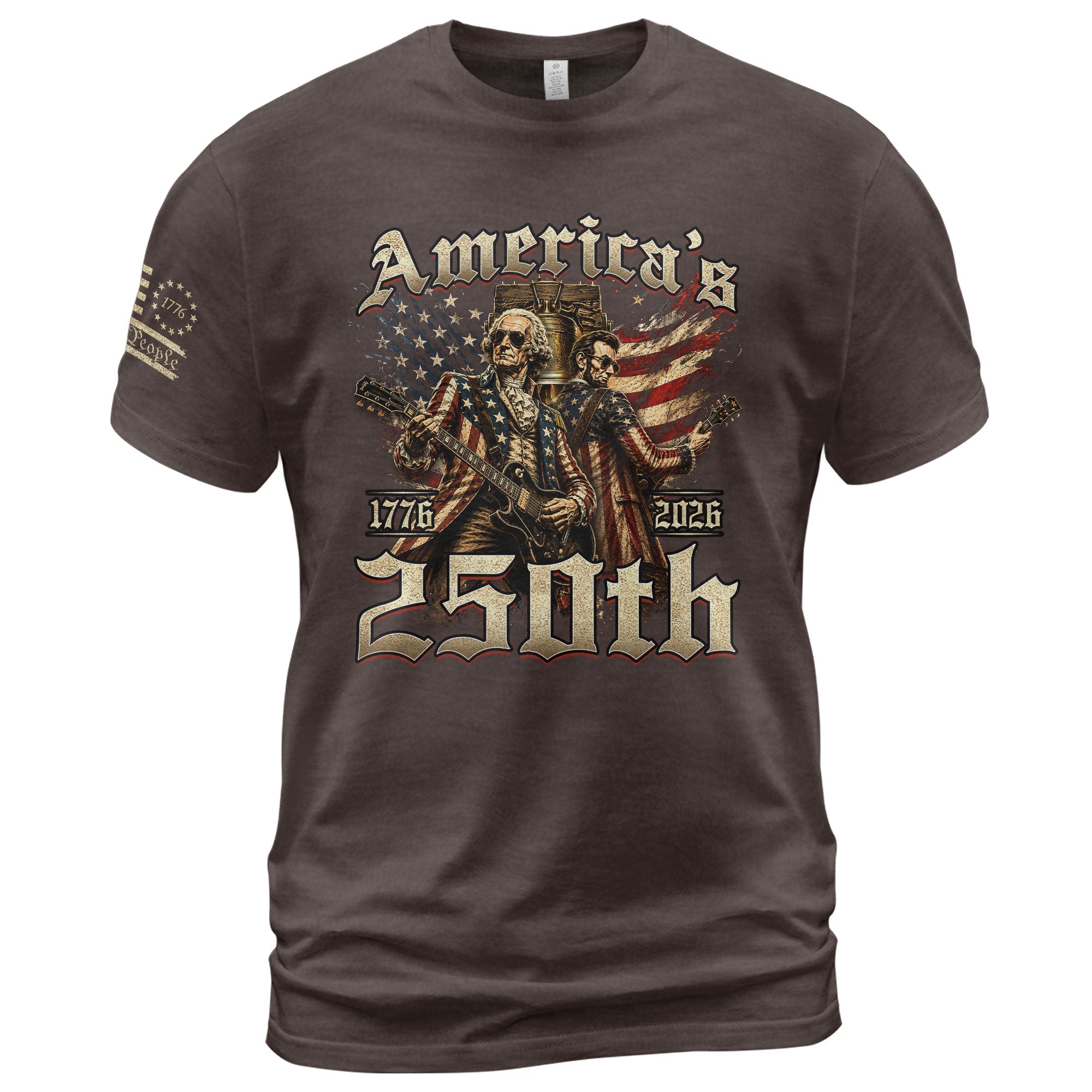 Washington and Lincoln Guitar Shirt 1776-2026 Patriotic Graphic Tee Historical Legacy Apparel