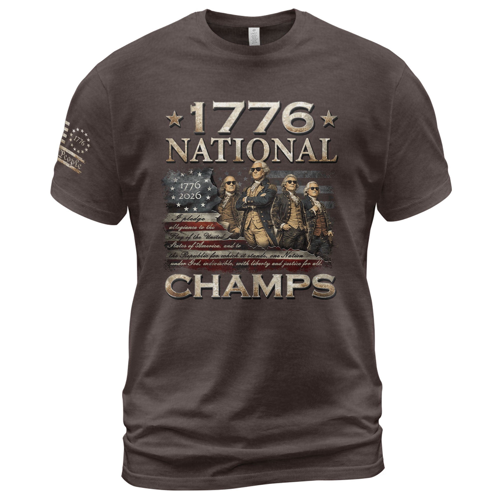 1776 National Champs T-Shirt Patriotic US Founding Fathers Fourth of July Graphic Tee
