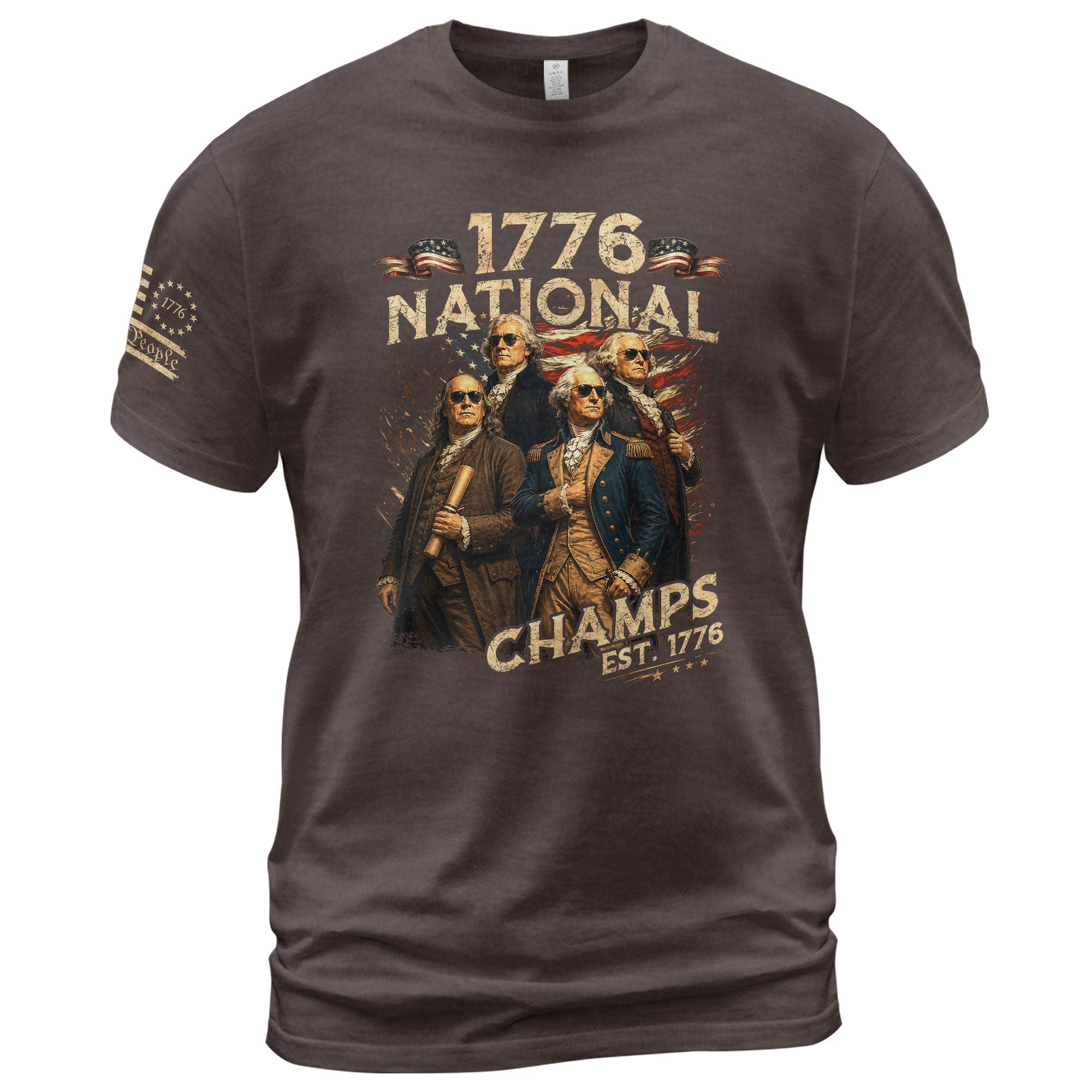 1776 National Champs T-Shirt Patriotic Founding Fathers 4th of July Vintage Graphic Tee