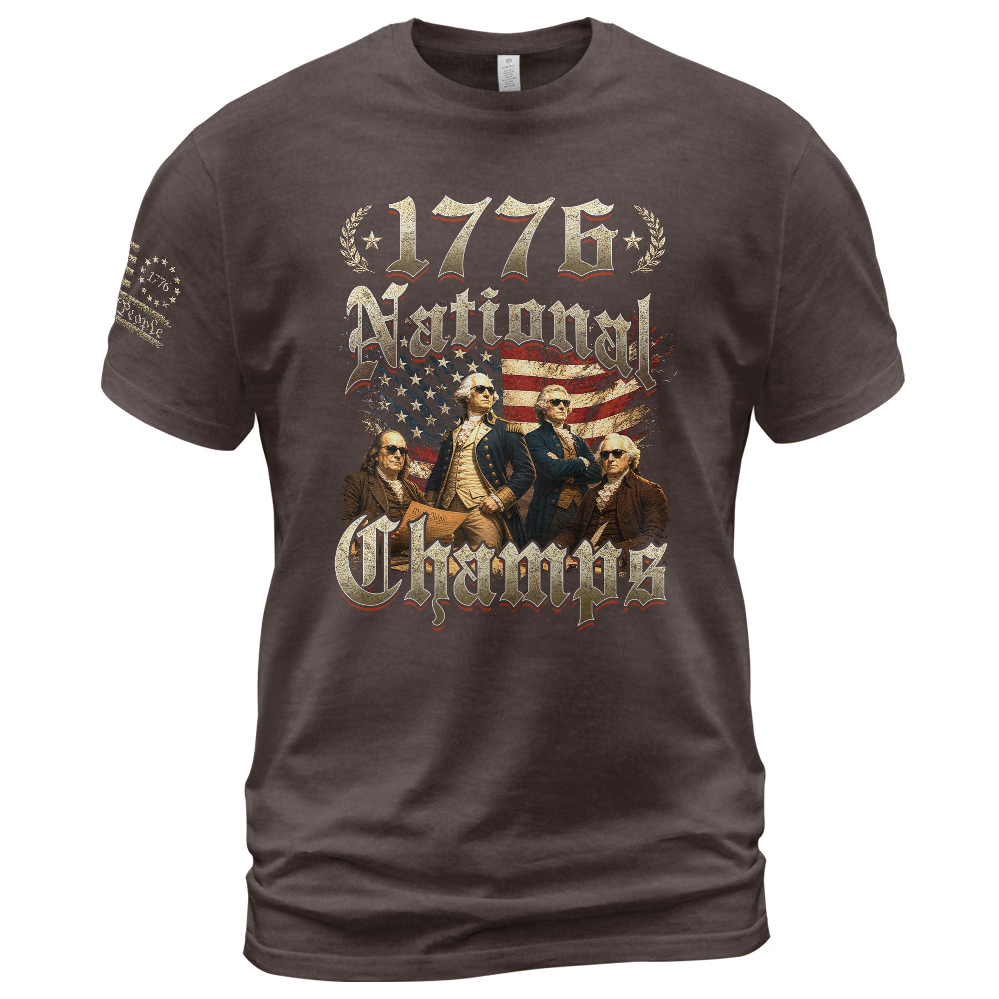 1776 National Champs T-Shirt Vintage US Founding Fathers Patriotic 4th of July Graphic Tee