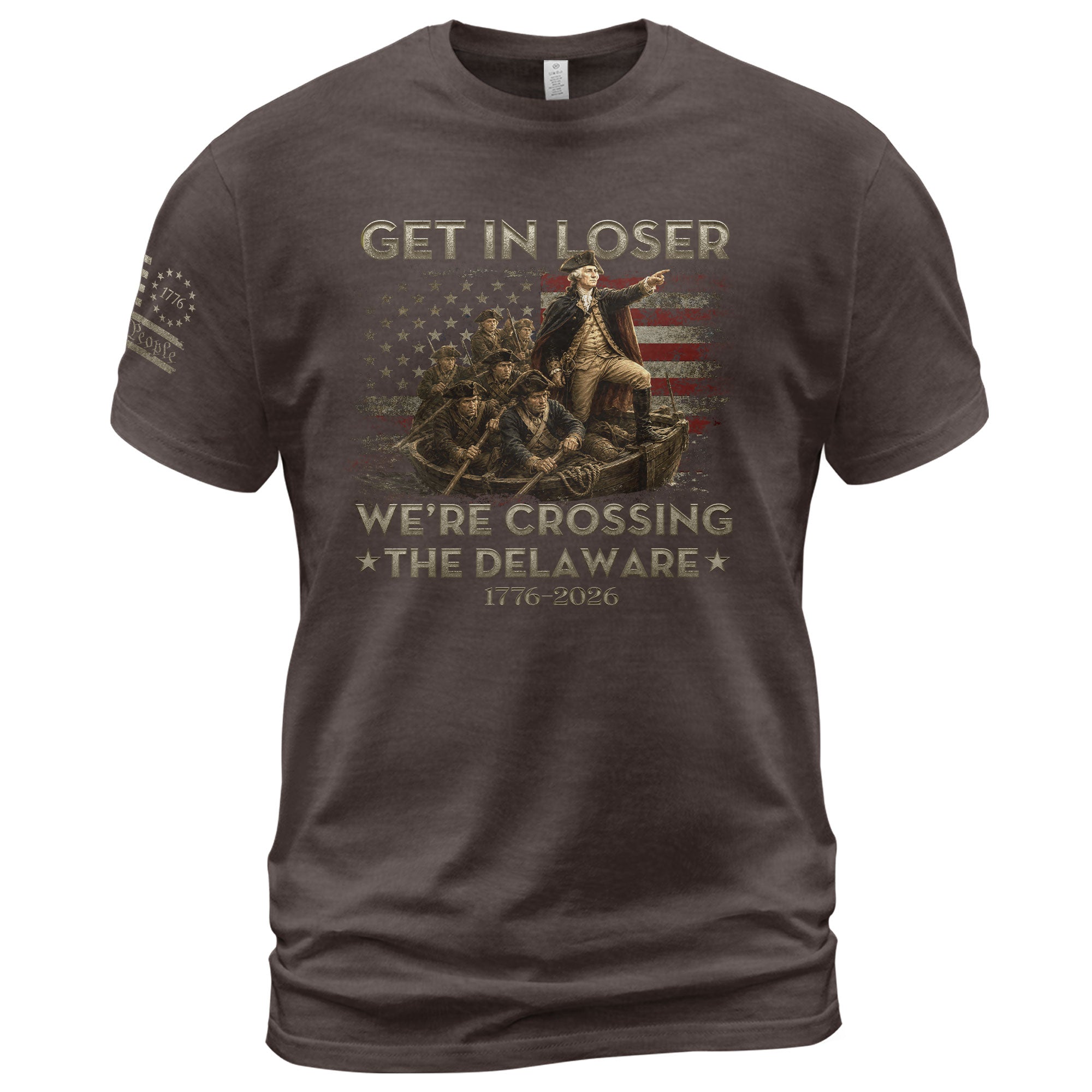 The Delaware Crossing Anniversary Tee - 1776-2026 Patriotic George Washington Cotton Shirt