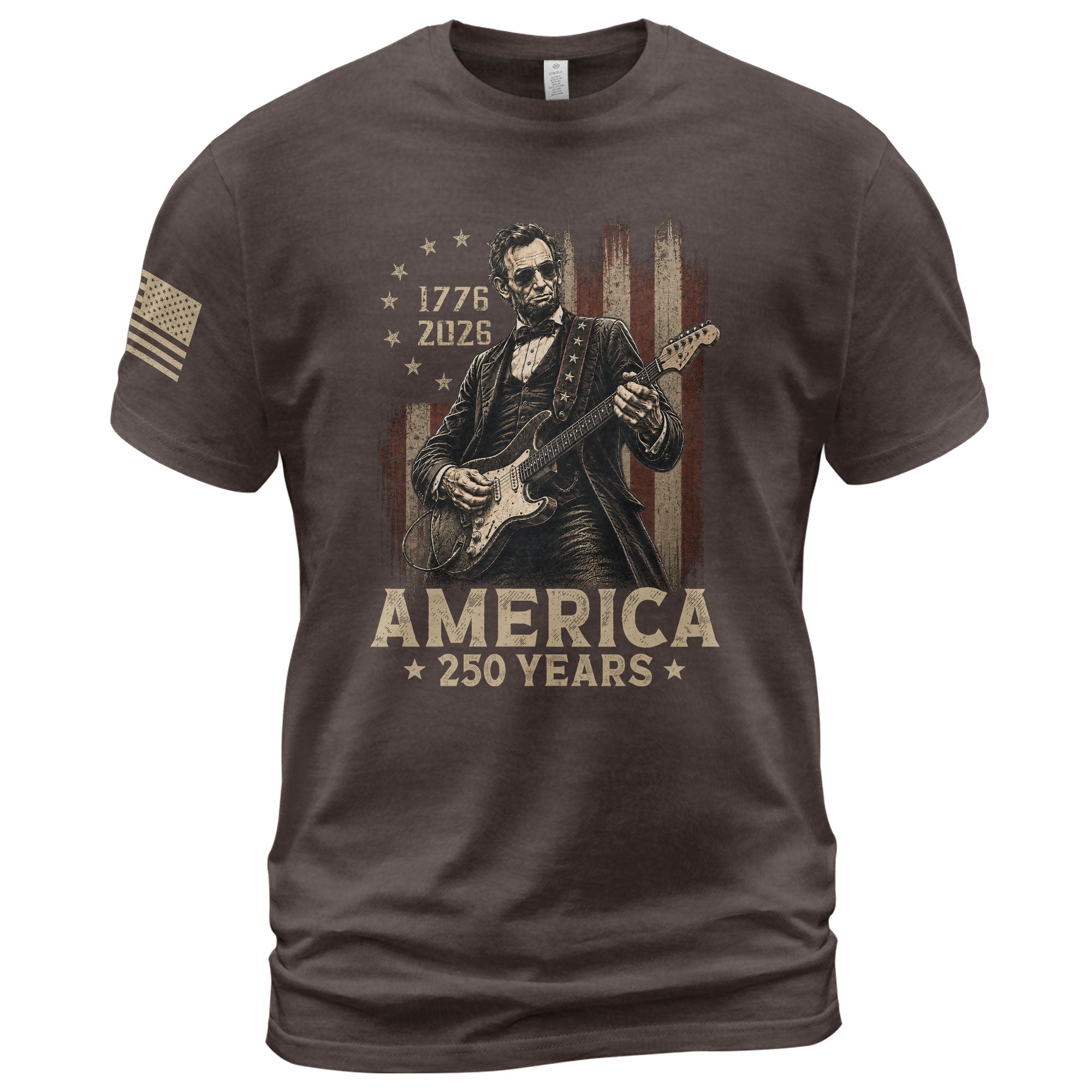 Lincoln Rock Guitar Shirt 1776 2026 Vintage American Flag Patriotic Graphic Tee Men
