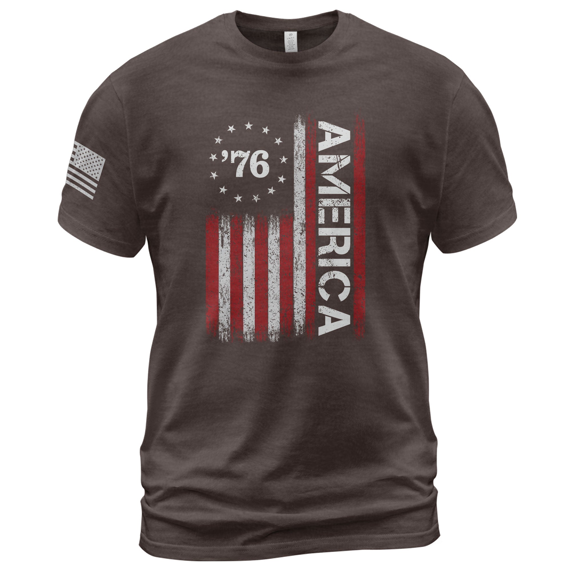 Classic Retro Style American Flag 76 Apparel Patriotic Graphic T-Shirt Holiday Wear