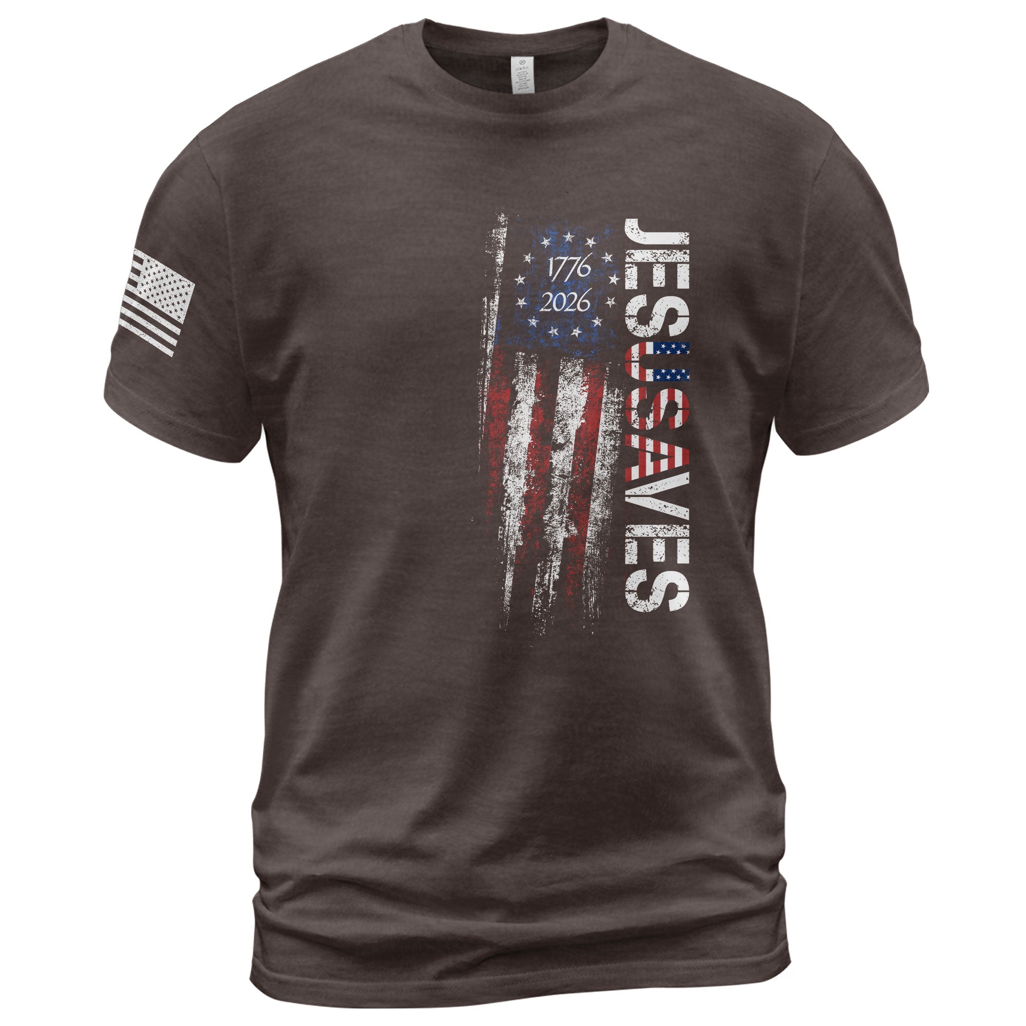 JESUSAVES T-Shirt USA Flag Patriotic 1776 2026 Betsy Ross Men Cotton Tee Shirt