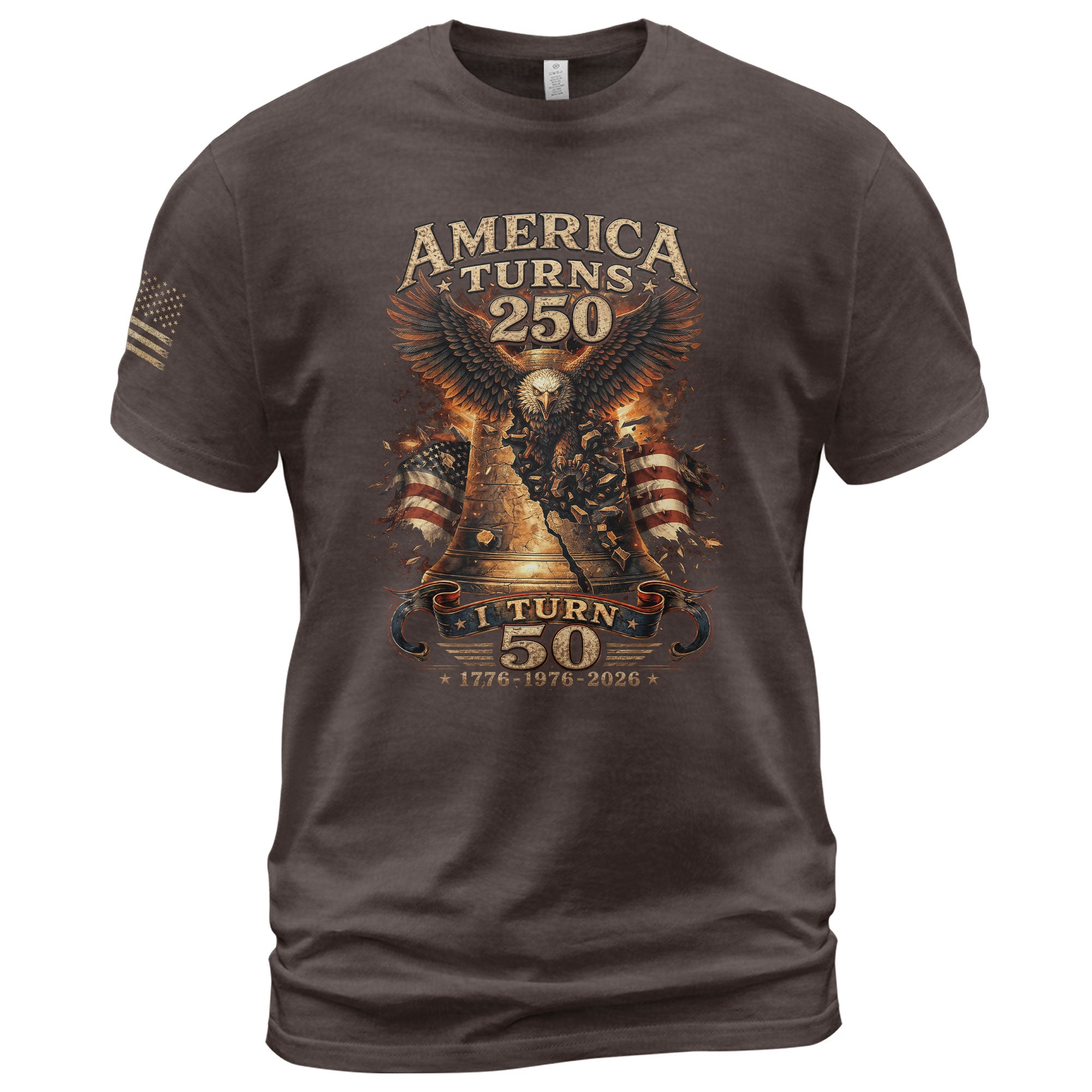 America Turns 250 I Turn 50 Eagle Liberty Bell Patriotic 50th Birthday 1976 T-Shirt