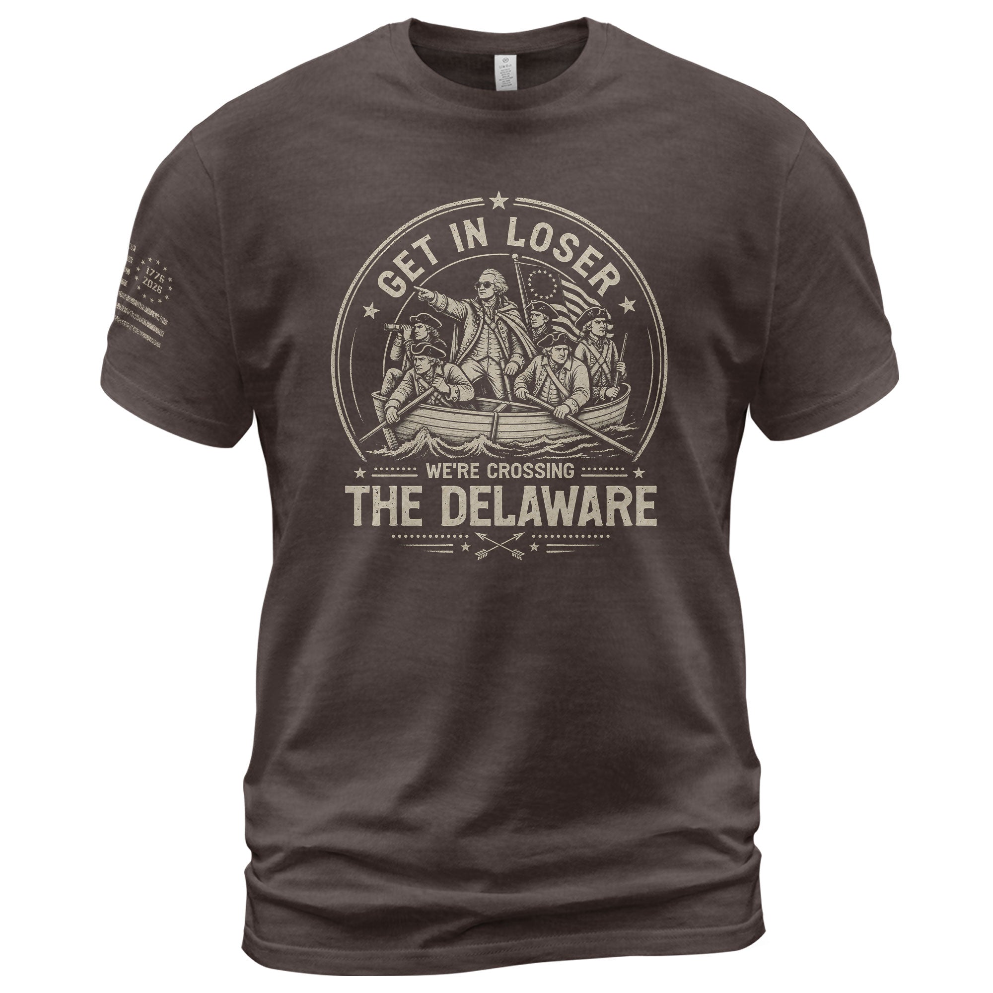 Historic River Crossing Tee - Get In Loser Washington Round Graphic Cotton Shirt