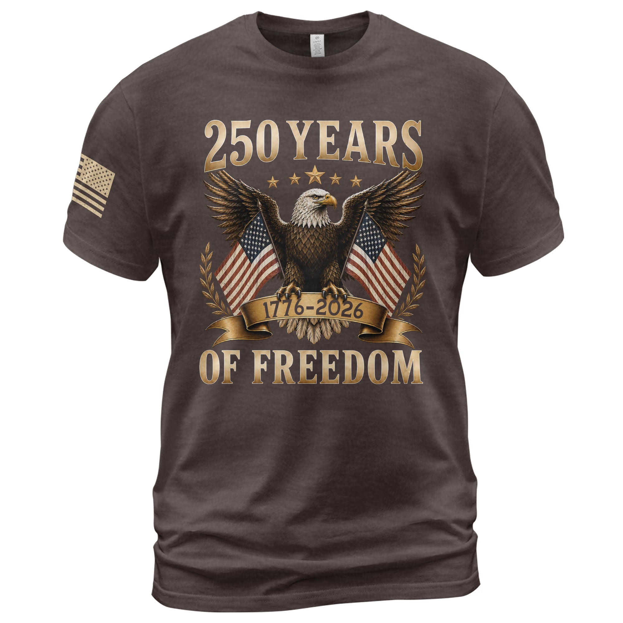 250 Years Of Freedom Graphic Tee - Classic Patriotic Eagle American Flag Cotton Shirt