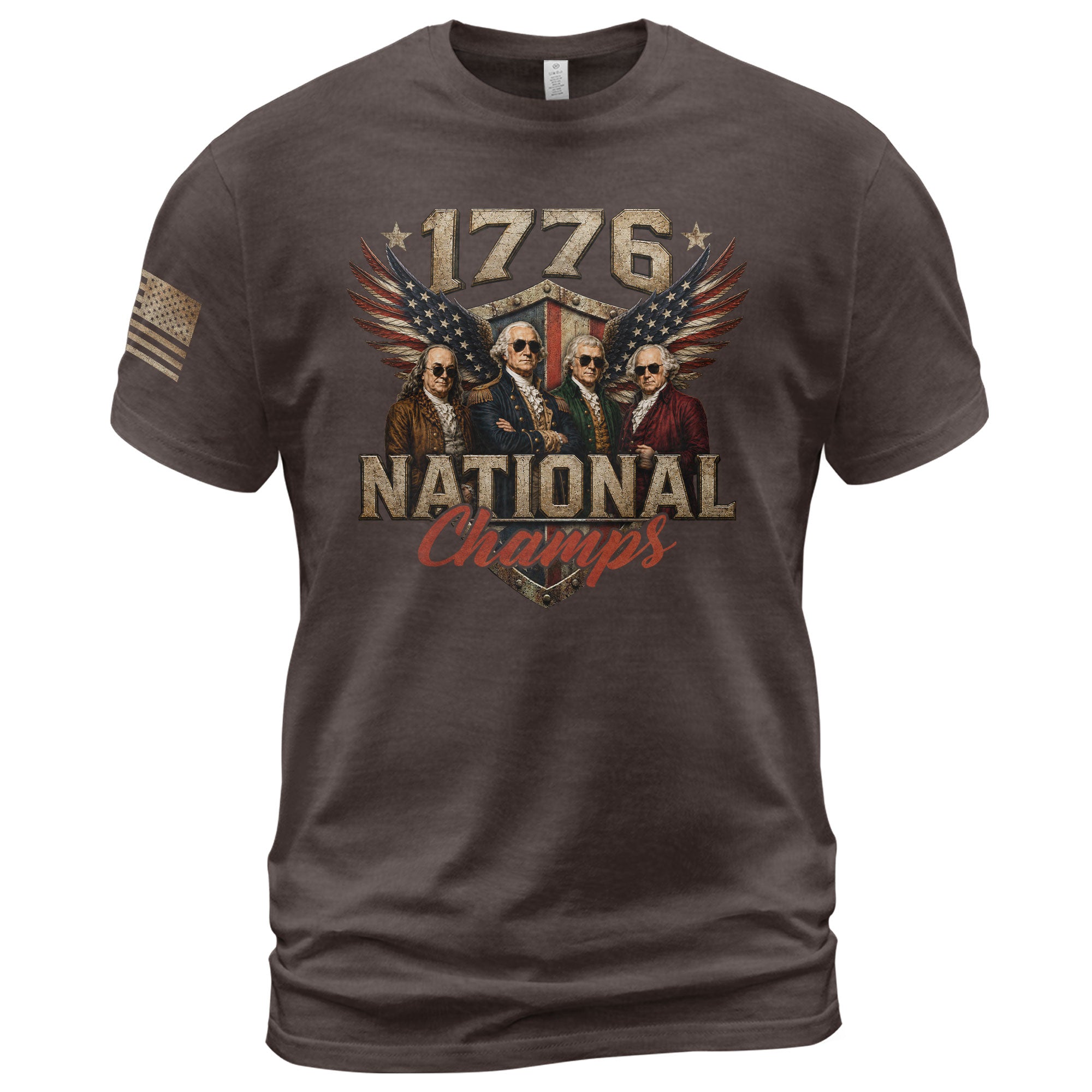 1776 National Champs Founding Fathers Wings Tee Patriotic Graphic Vintage Style Apparel