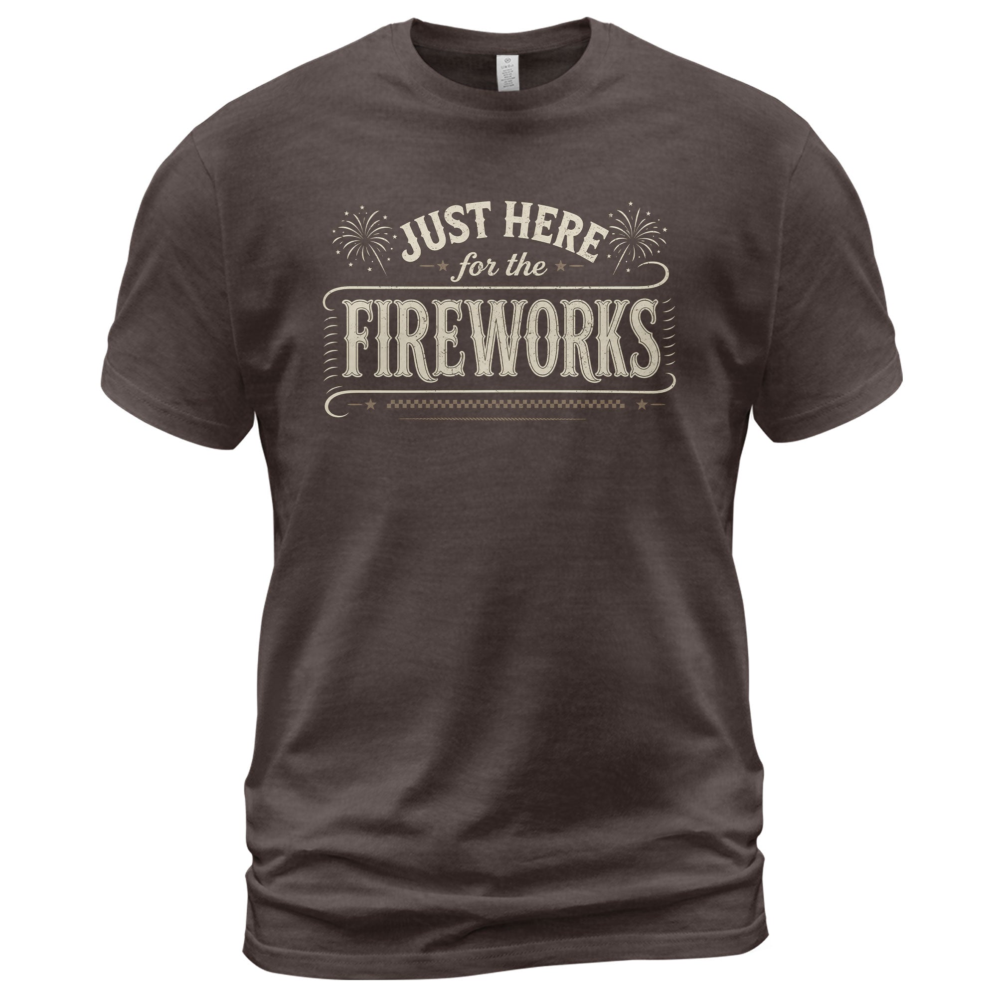 Just Here for The Fireworks Shirt Funny 4th of July Vintage Patriotic Typography Tee