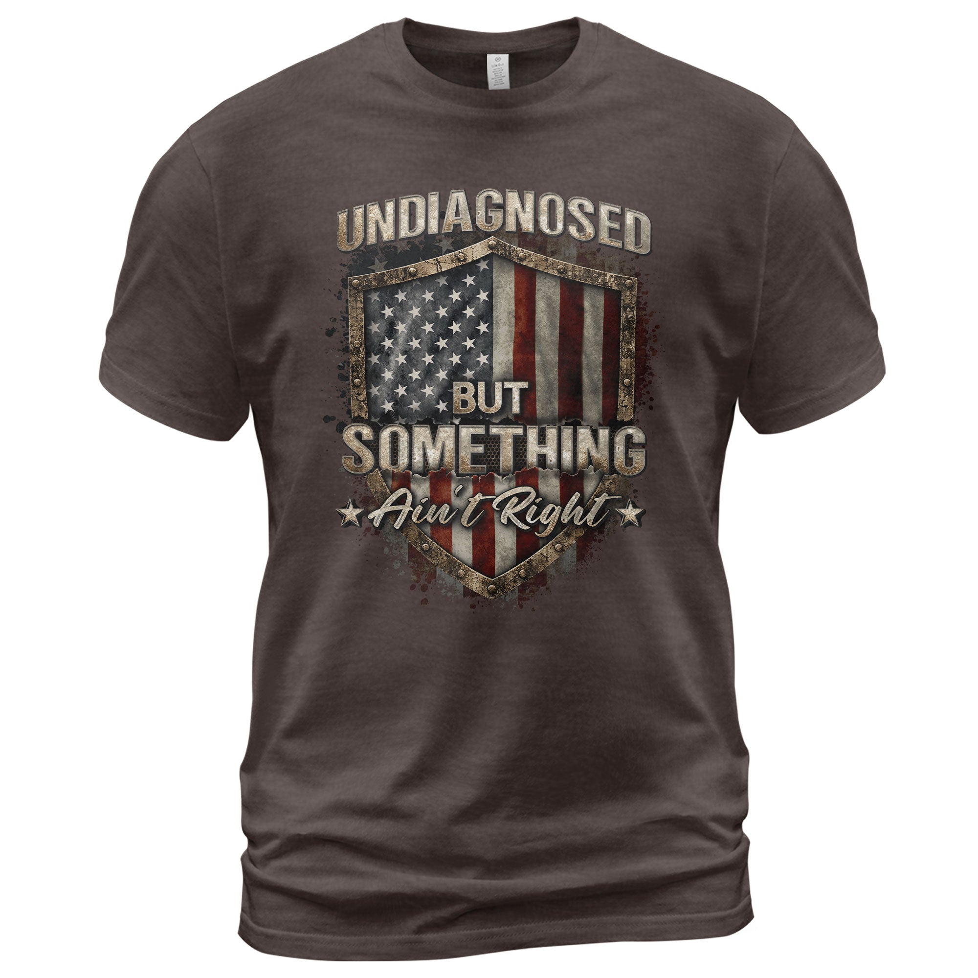 Undiagnosed But Something Ain't Right T-Shirt Vintage Flag Shield Funny Graphic Tee
