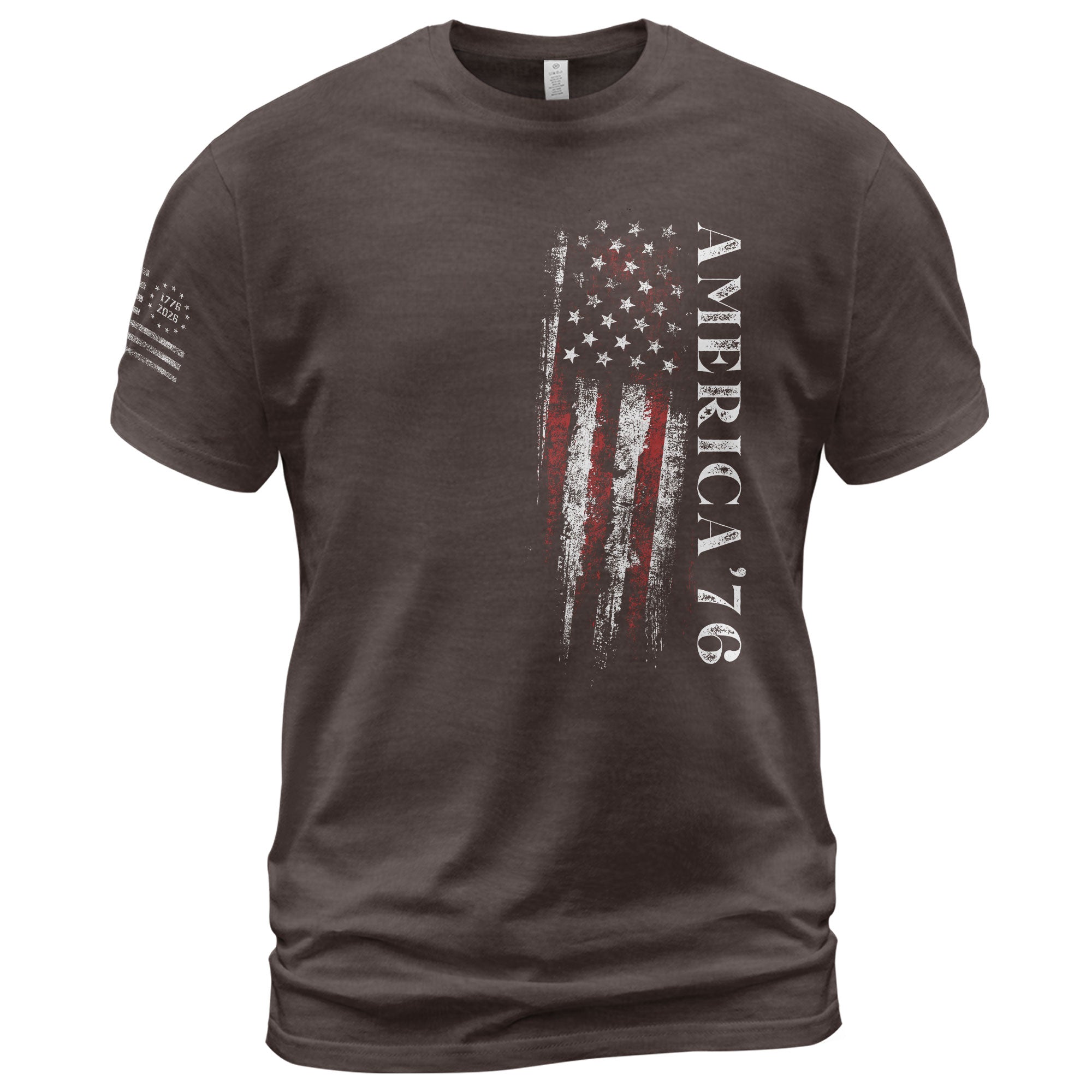 America '76 Graphic T Shirt Patriotic Vertical Flag Design Casual Mens Statement Shirt