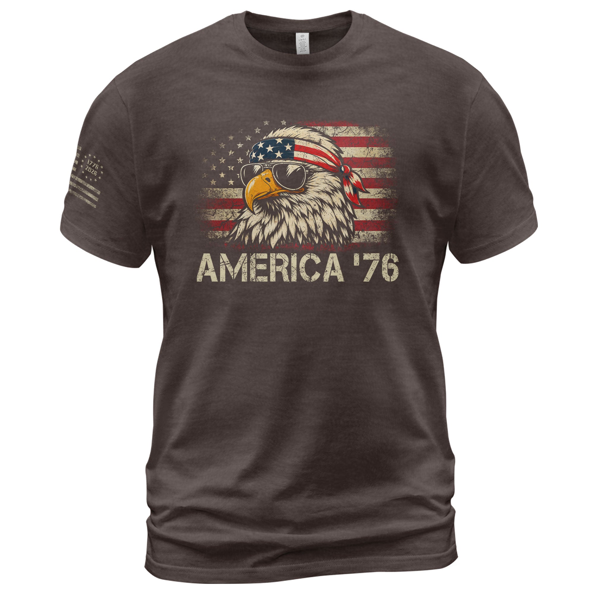 America '76 Eagle Tee Vintage Patriotic Flag Design Casual Mens Statement Shirt Top