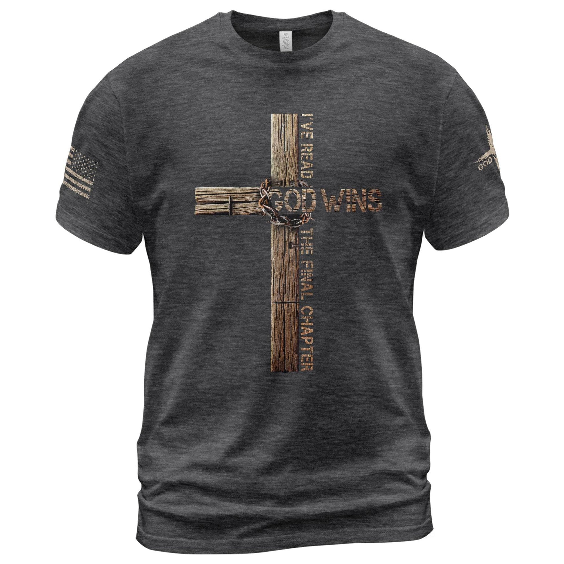 Victory in Christ T-Shirt – God Wins Cross Design - Rust Field Wear
