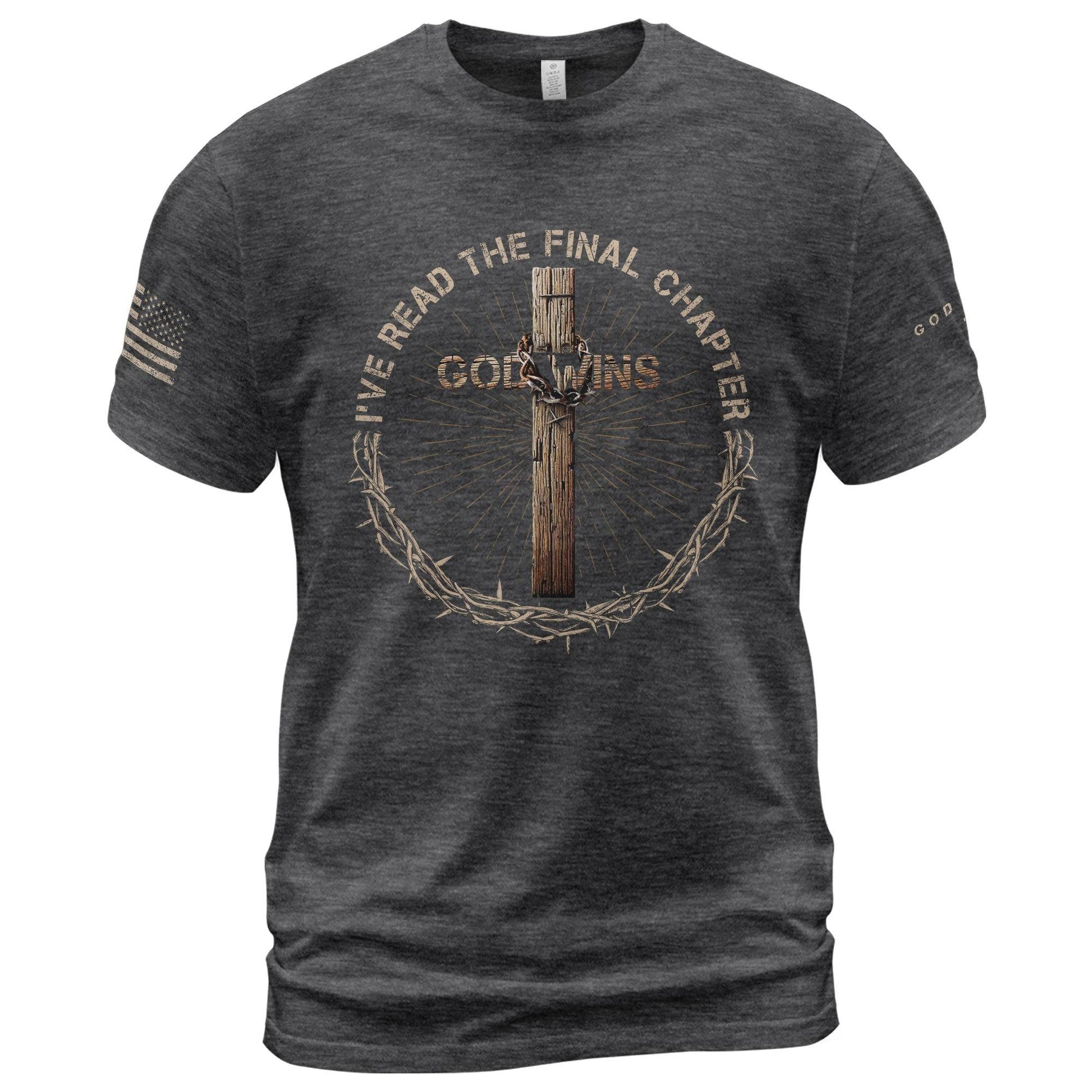 God Wins Cross & Crown Of Thorns Christian T-shirt - Rust Field Wear