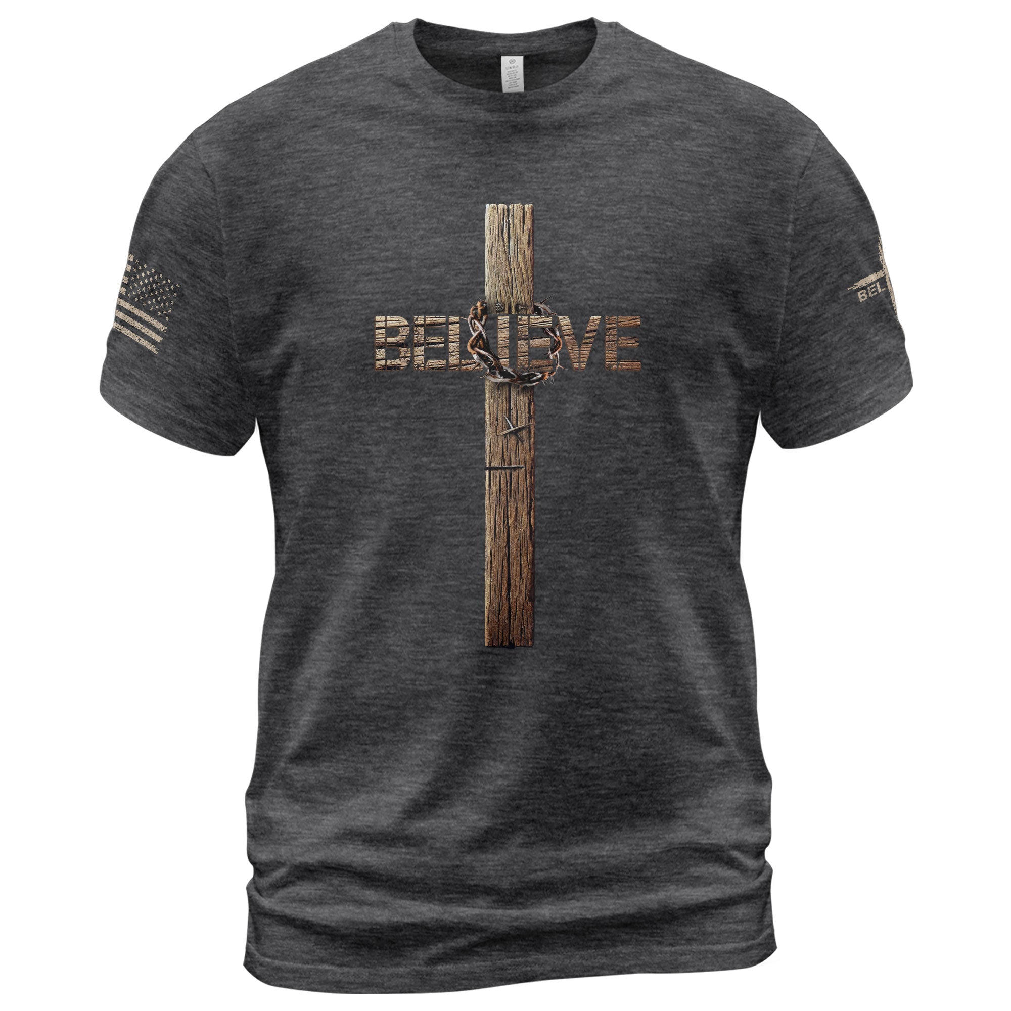 Believe Cross Crown Of Thorns Christian T-shirt