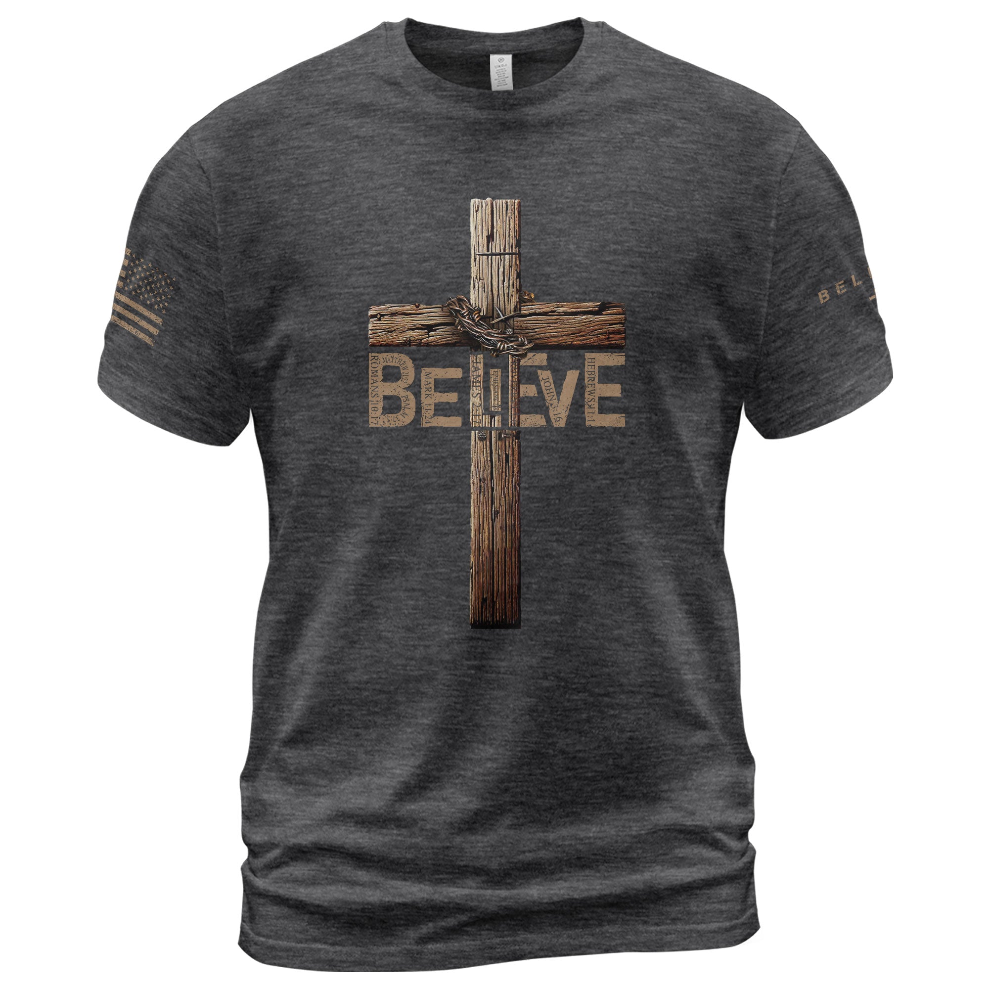 Believe In The Cross – Rustic Wood Christian T-shirt