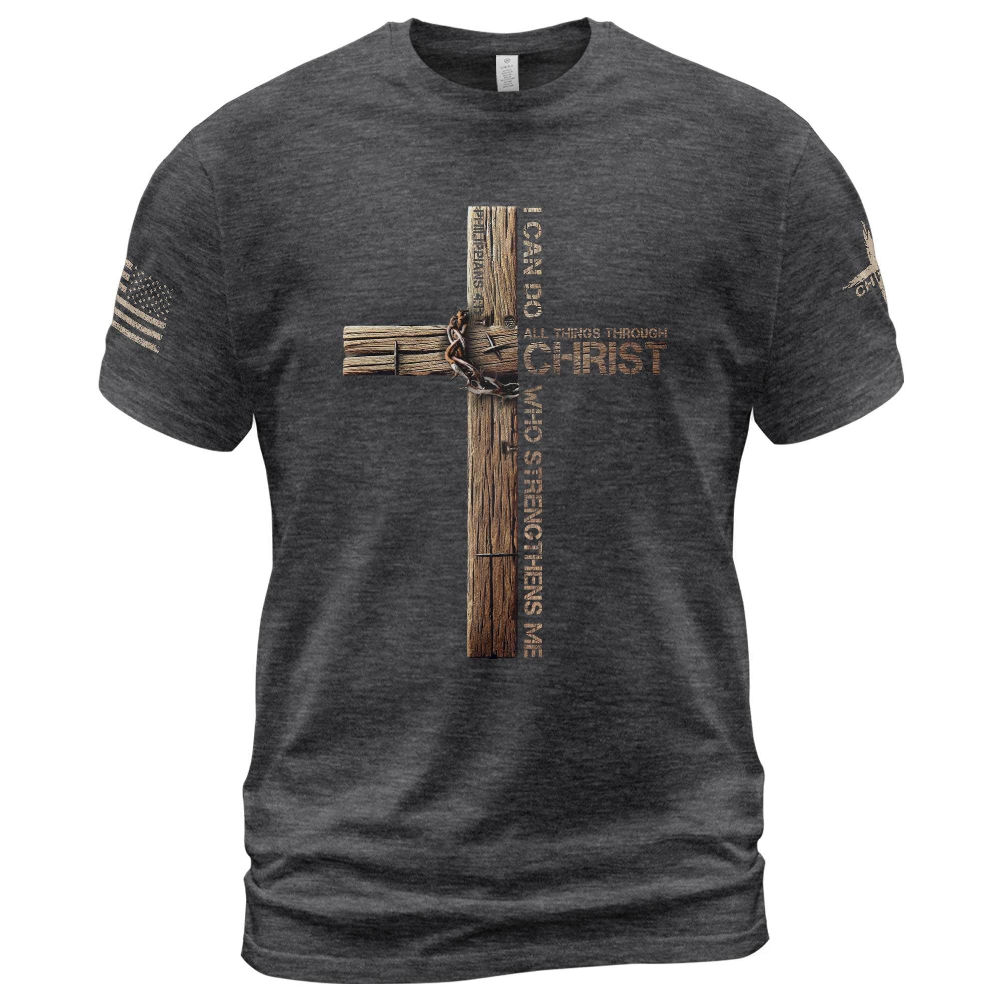 Through Christ I Am Strong T-Shirt - Rust Field Wear