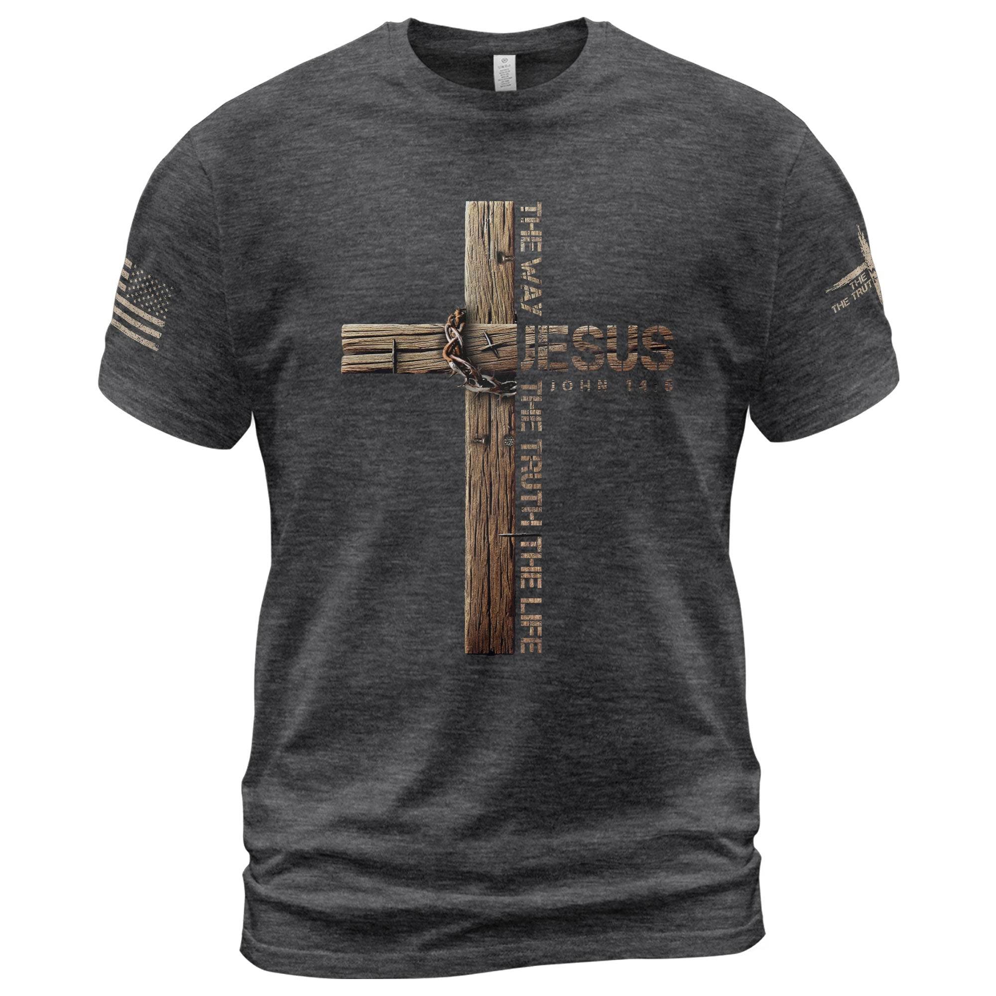 Jesus Is the Way T-Shirt – John 14:6 Cross Design - Rust Field Wear