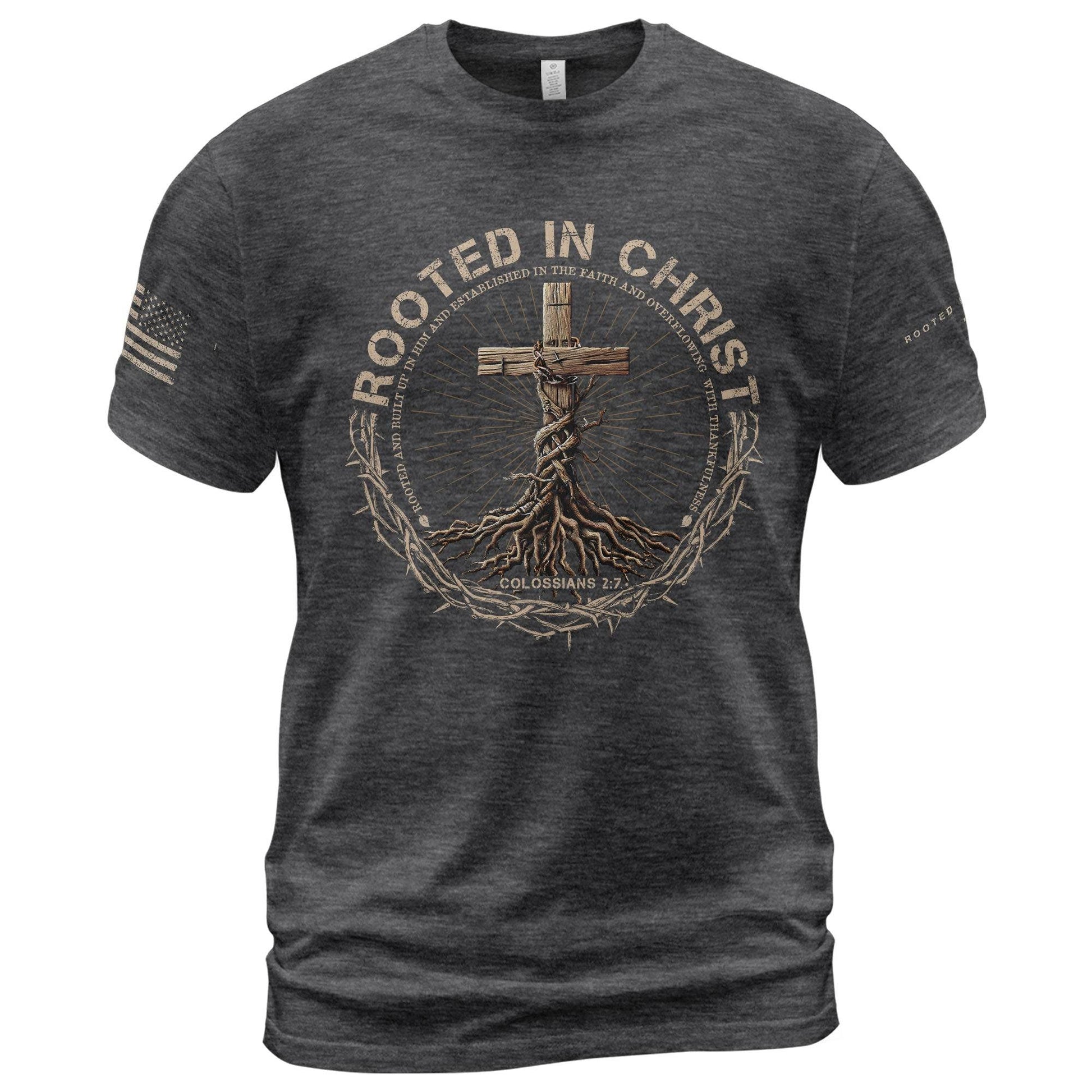 Rooted In Christ T-shirt - Rust Field Wear