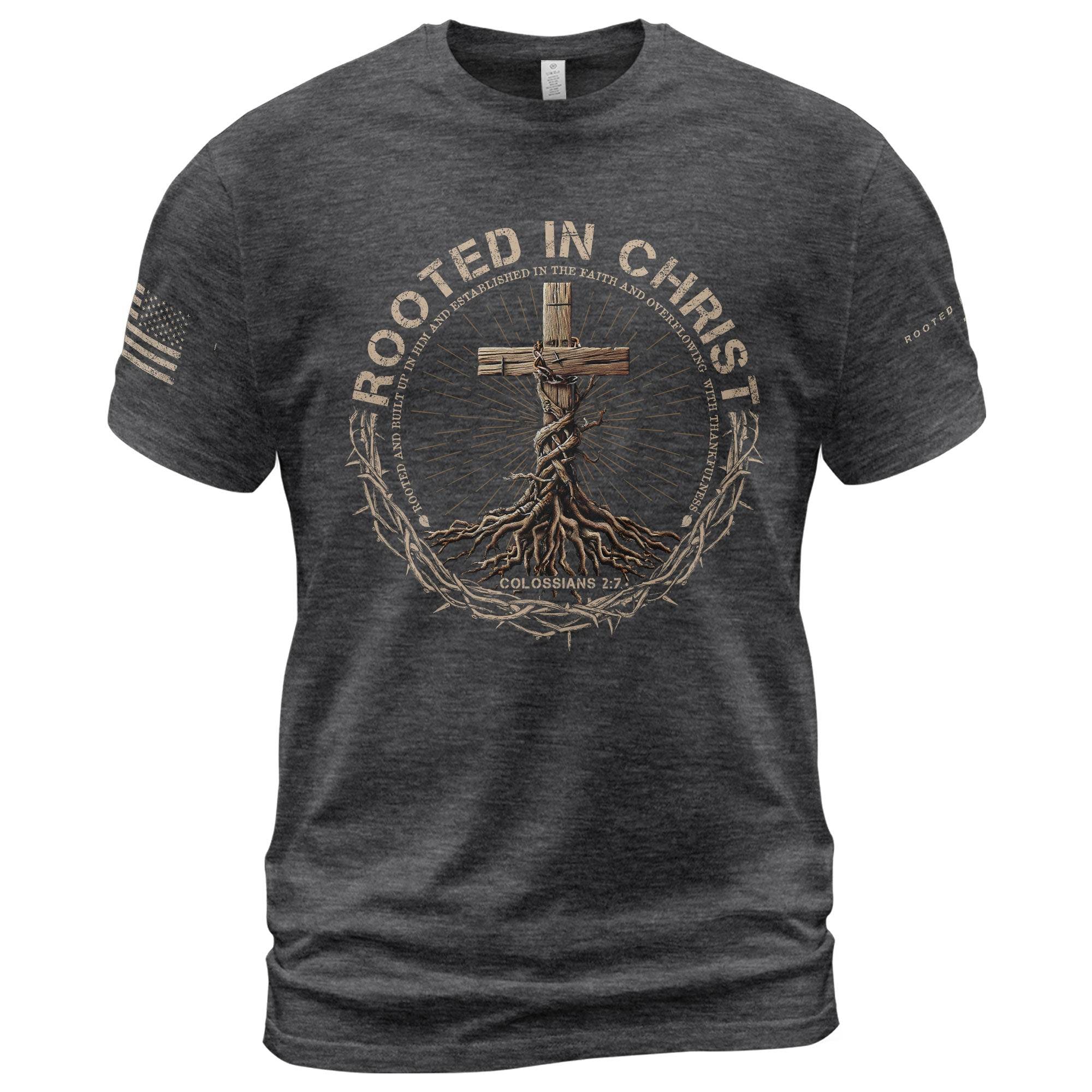 Rooted In Christ T-shirt - Rust Field Wear