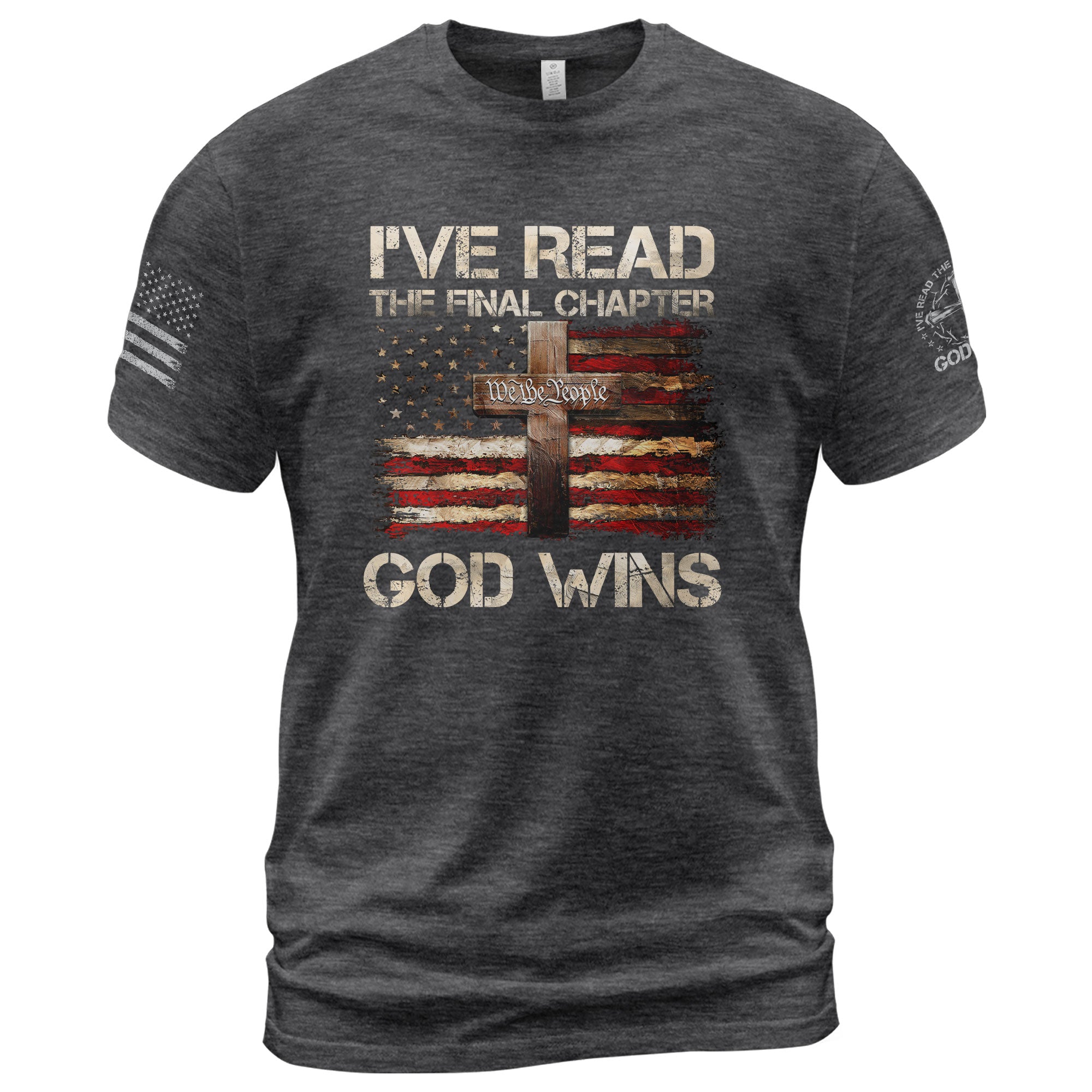 God Wins Christian American Flag Cross T-shirt
