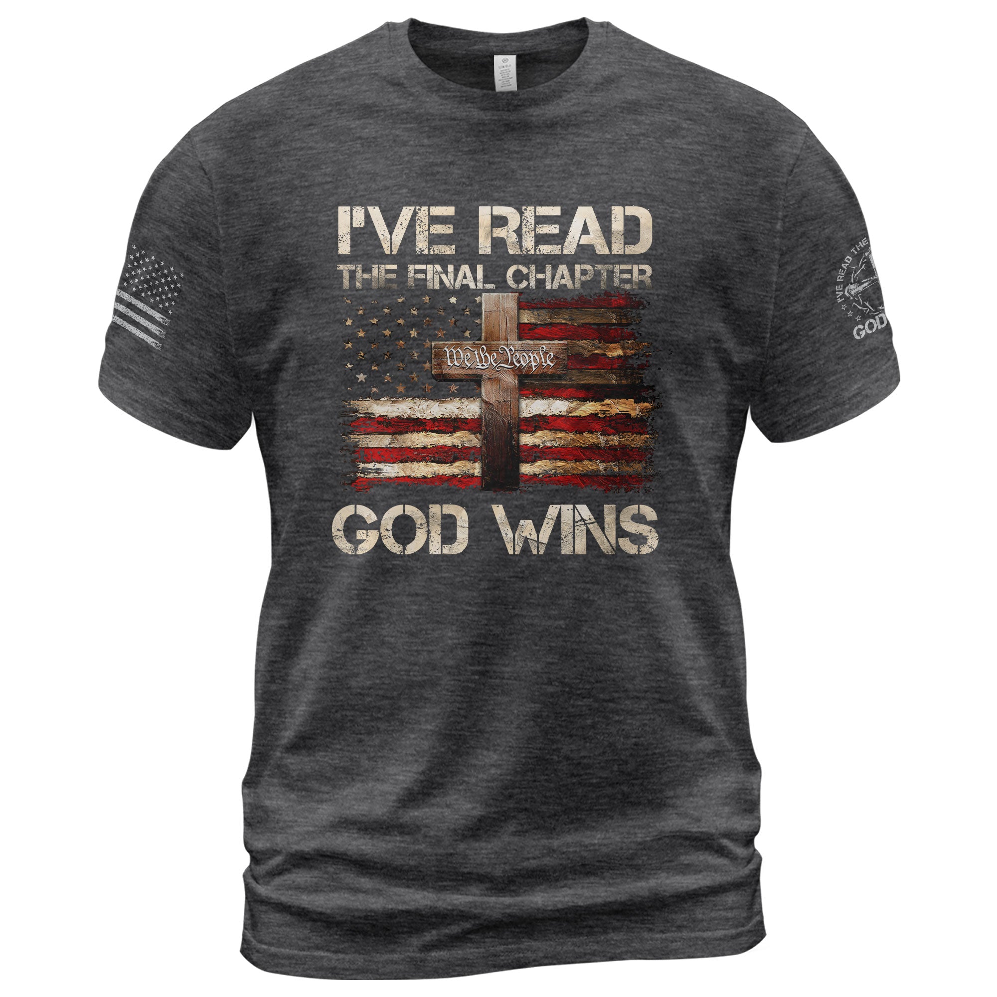 God Wins Christian American Flag Cross T-shirt