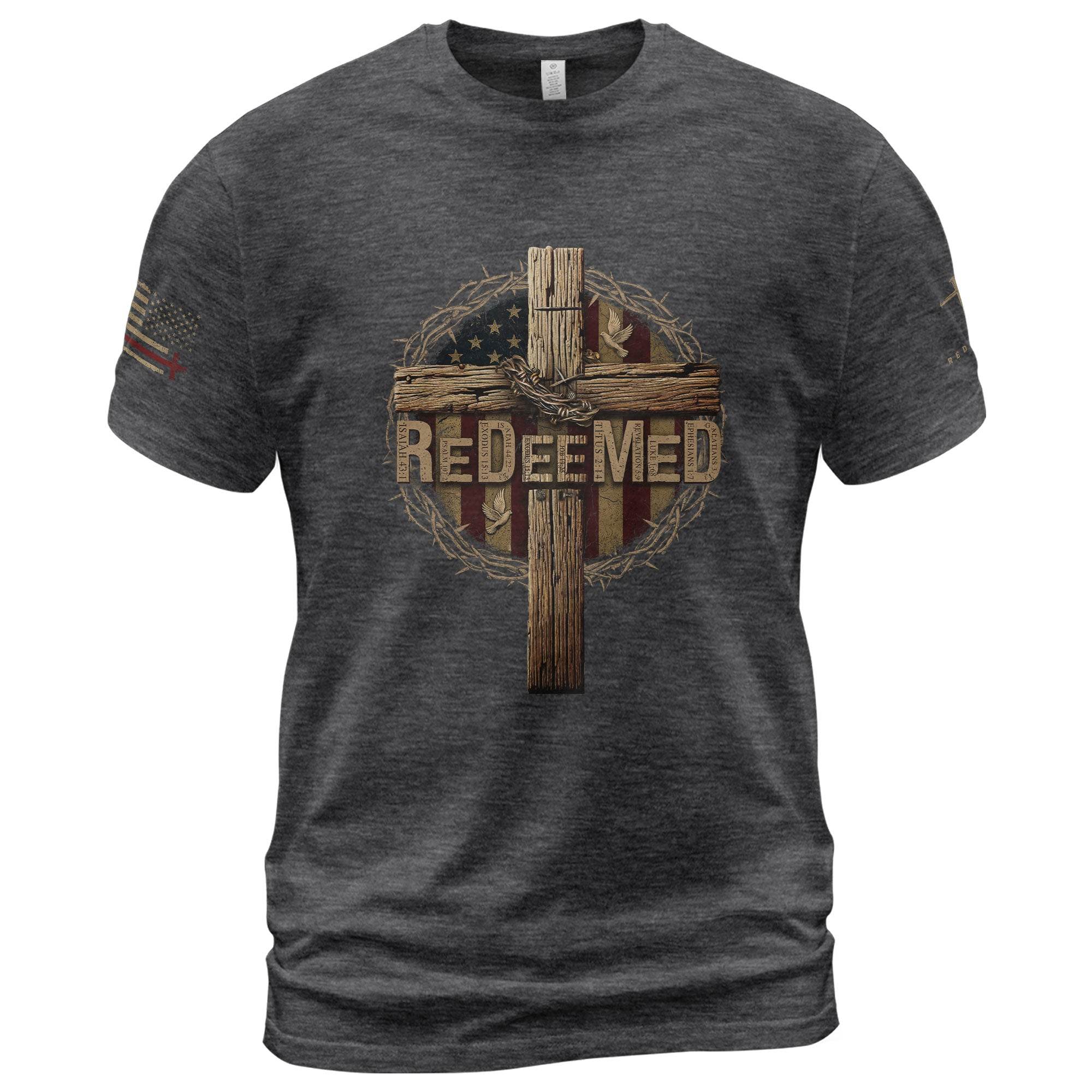 Redeemed to Rise – Cross of Victory Tee - Rust Field Wear