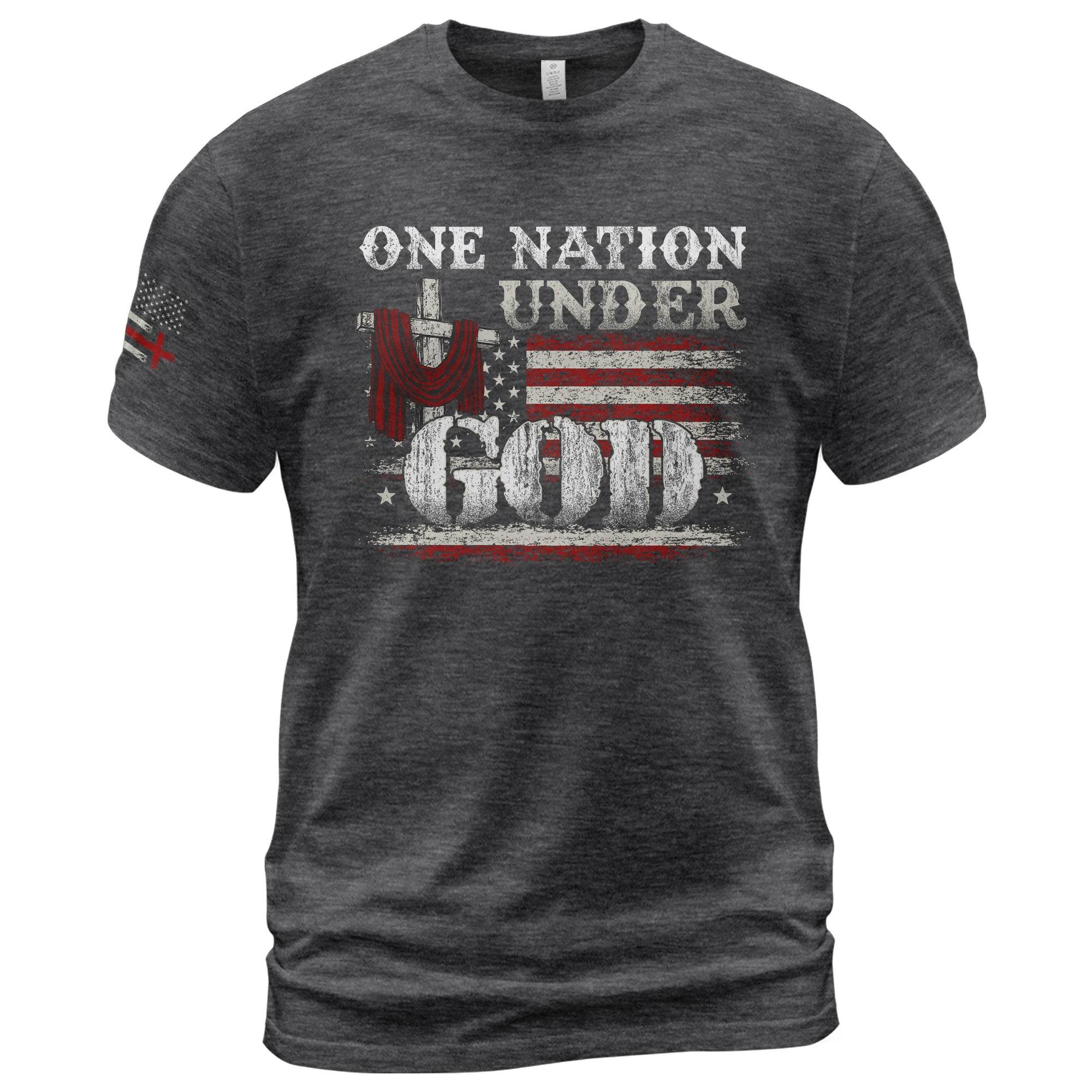 One Nation Under God T-Shirt – Cross & American Flag - Rust Field Wear