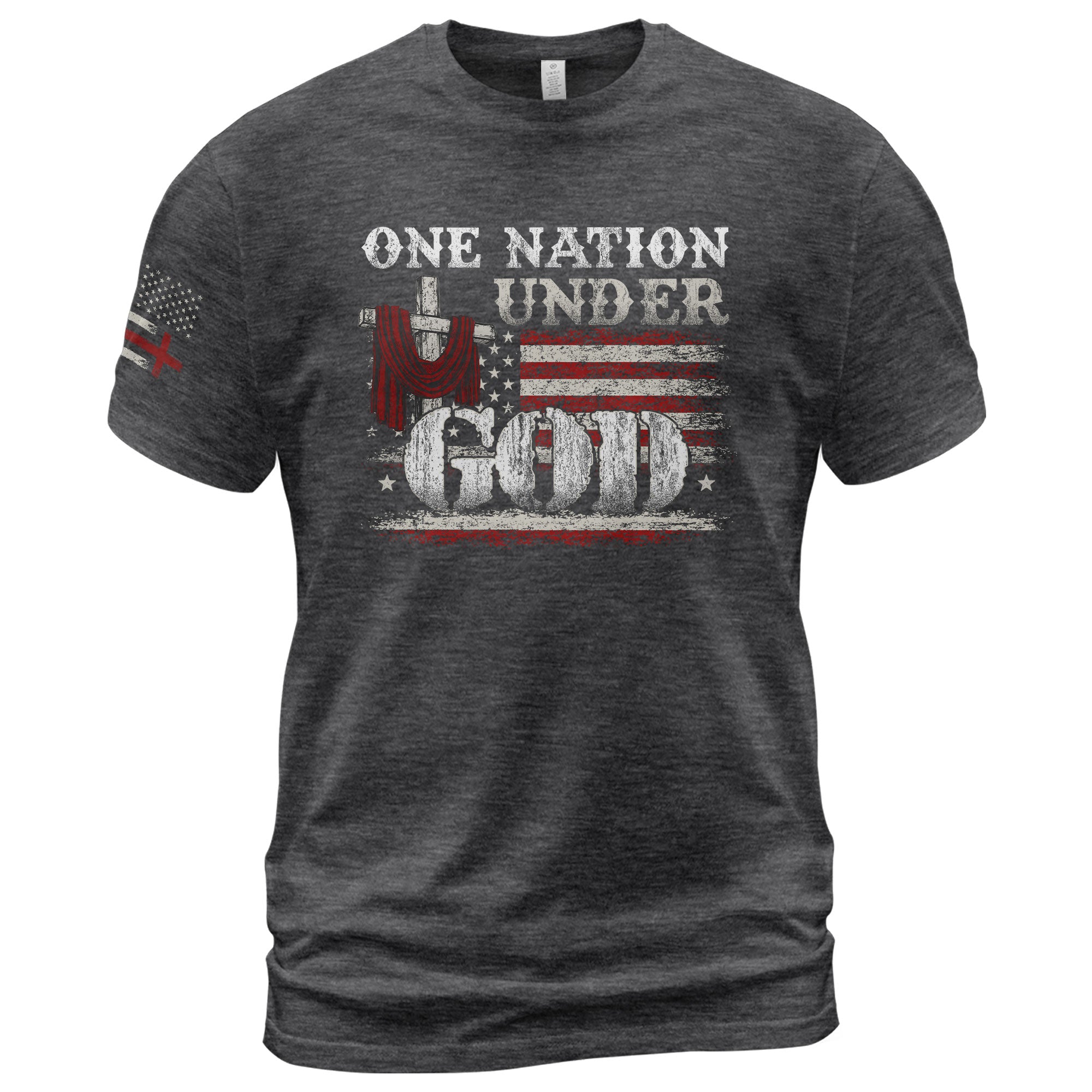One Nation Under God T-Shirt – Cross & American Flag