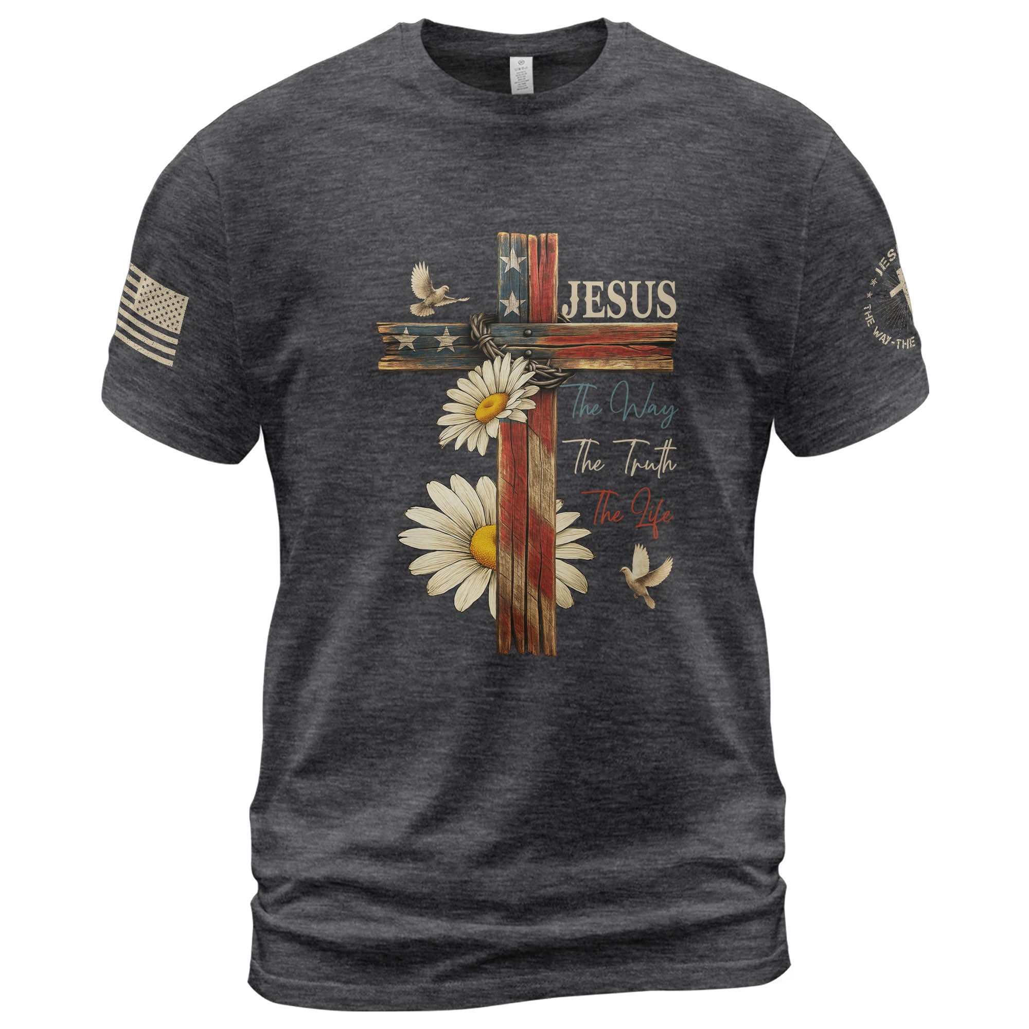 Faith Over Fear Shirt – Psalm 118:6 Cross & Flag Christian Vintage Tee