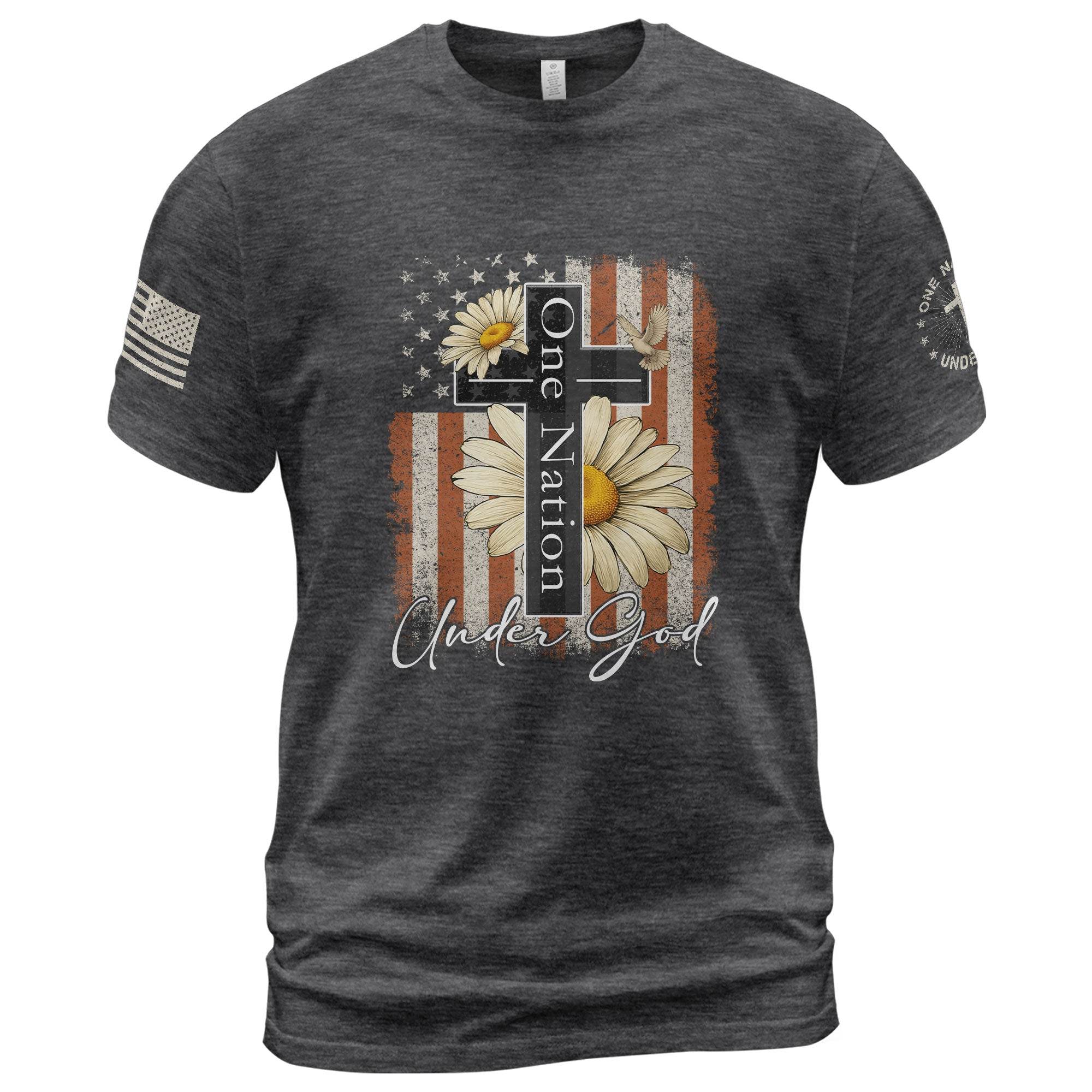 One Nation Under God Floral Patriotic T-Shirt - Rust Field Wear