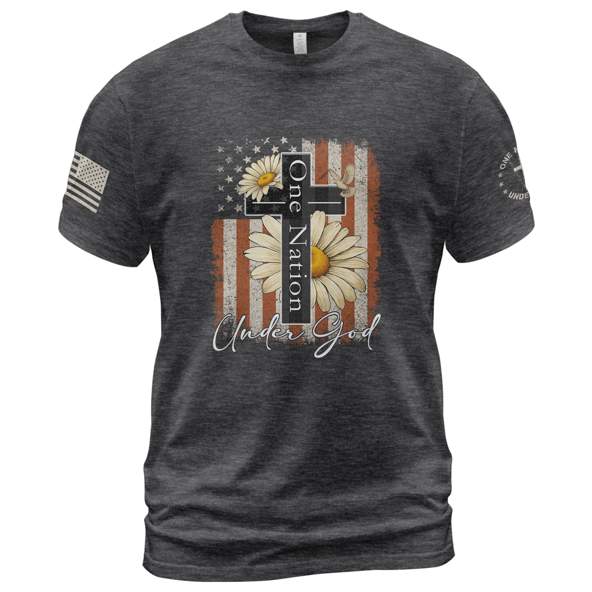One Nation Under God Floral Patriotic T-Shirt