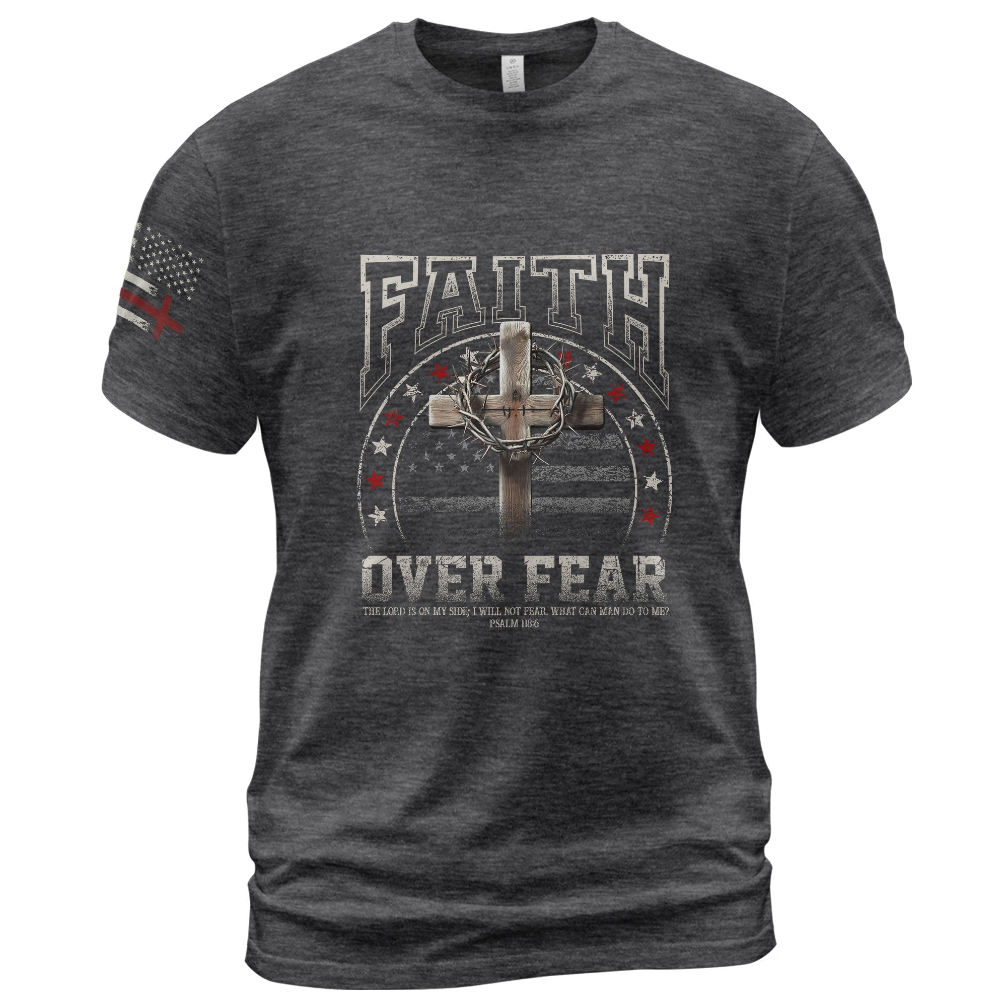 Faith Over Fear Cross American Flag T-Shirt