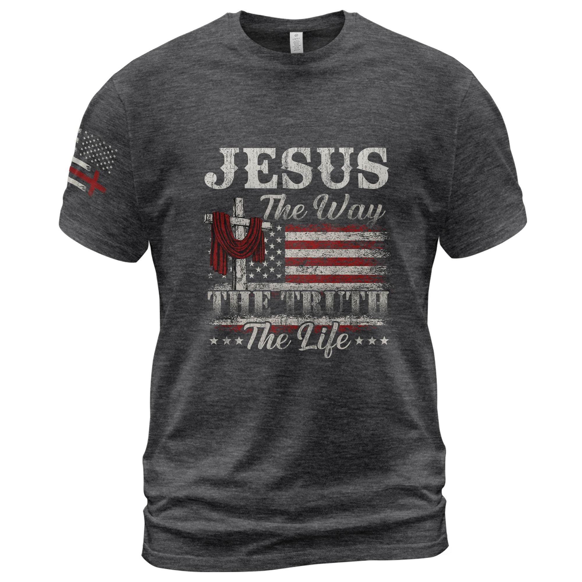 Jesus The Way The Truth The Life Flag Cross T-Shirt - Rust Field Wear