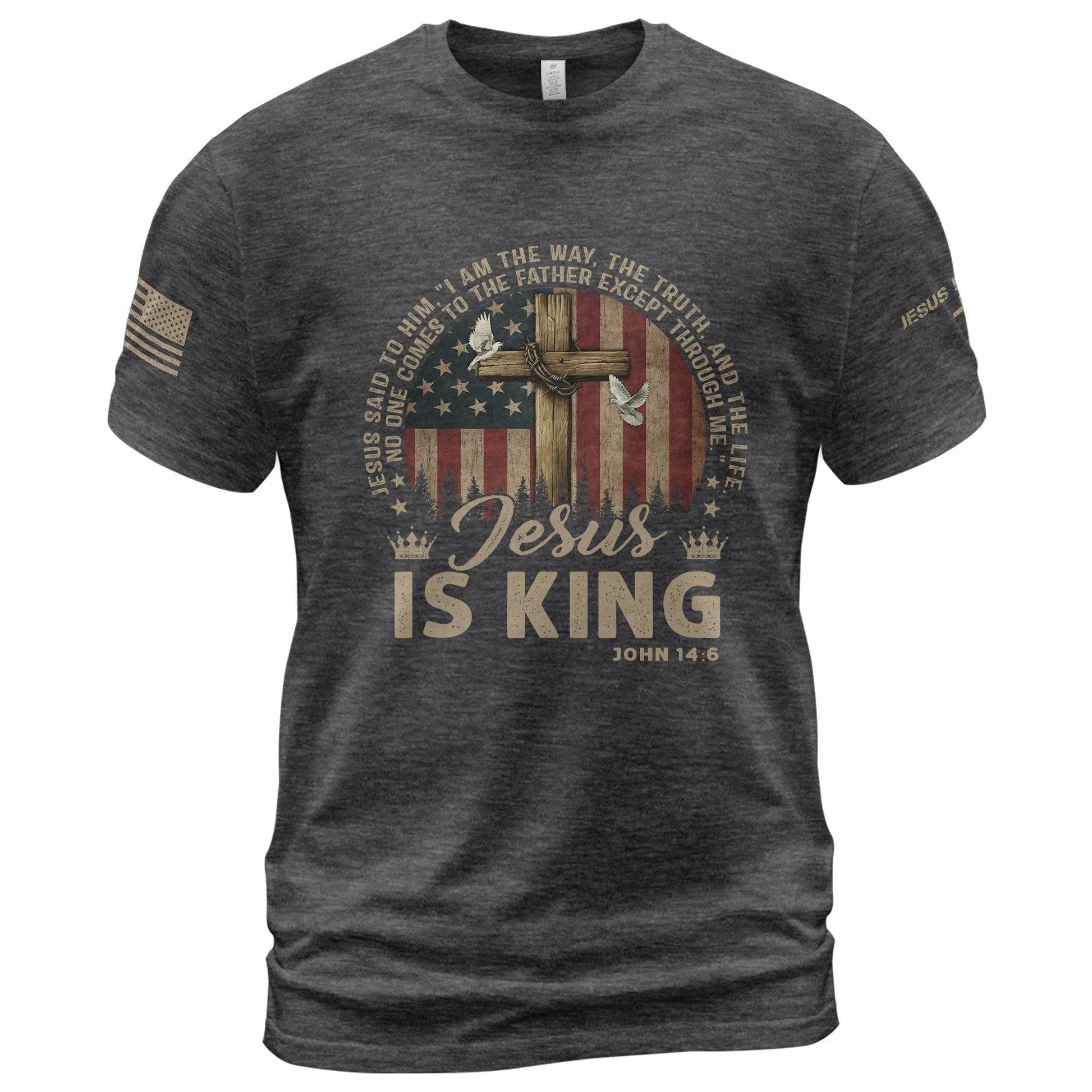 Jesus Is King | Cross, American Flag & Christian Faith Tee - Rust Field Wear