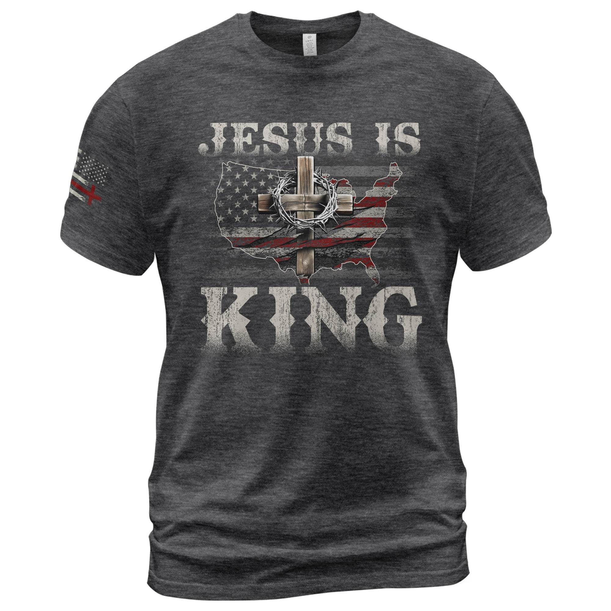 Jesus Is King T-Shirt – Bold Christian USA Cross Tee - Rust Field Wear