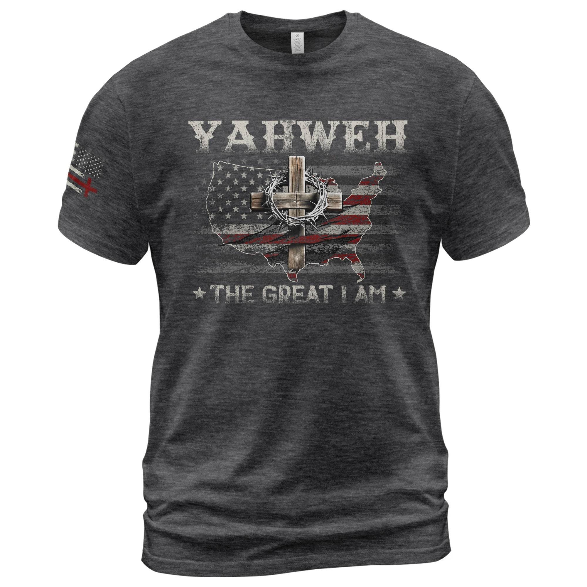 Yahweh T-Shirt – The Great I Am Christian USA Cross Tee - Rust Field Wear