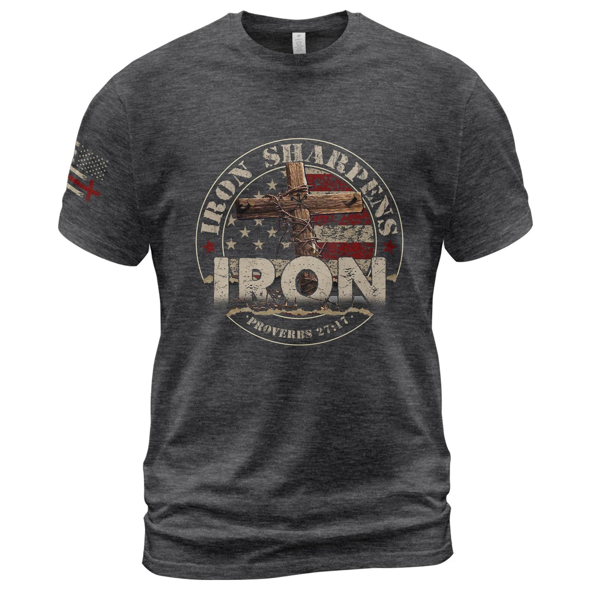 Iron Sharpens Iron Proverbs 27:17 Bible Verse T-Shirt - Rust Field Wear
