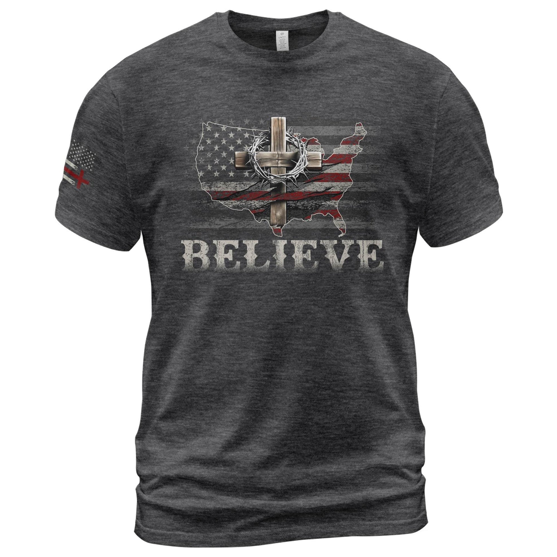 Believe USA Flag Cross T-Shirt - Rust Field Wear