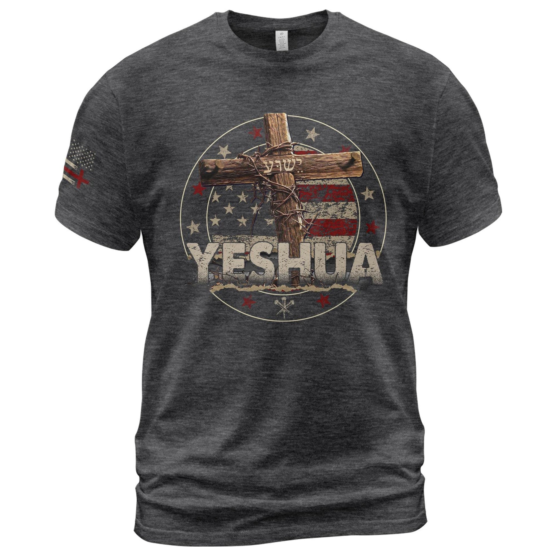 Yeshua Cross & Flag T-Shirt - Rust Field Wear