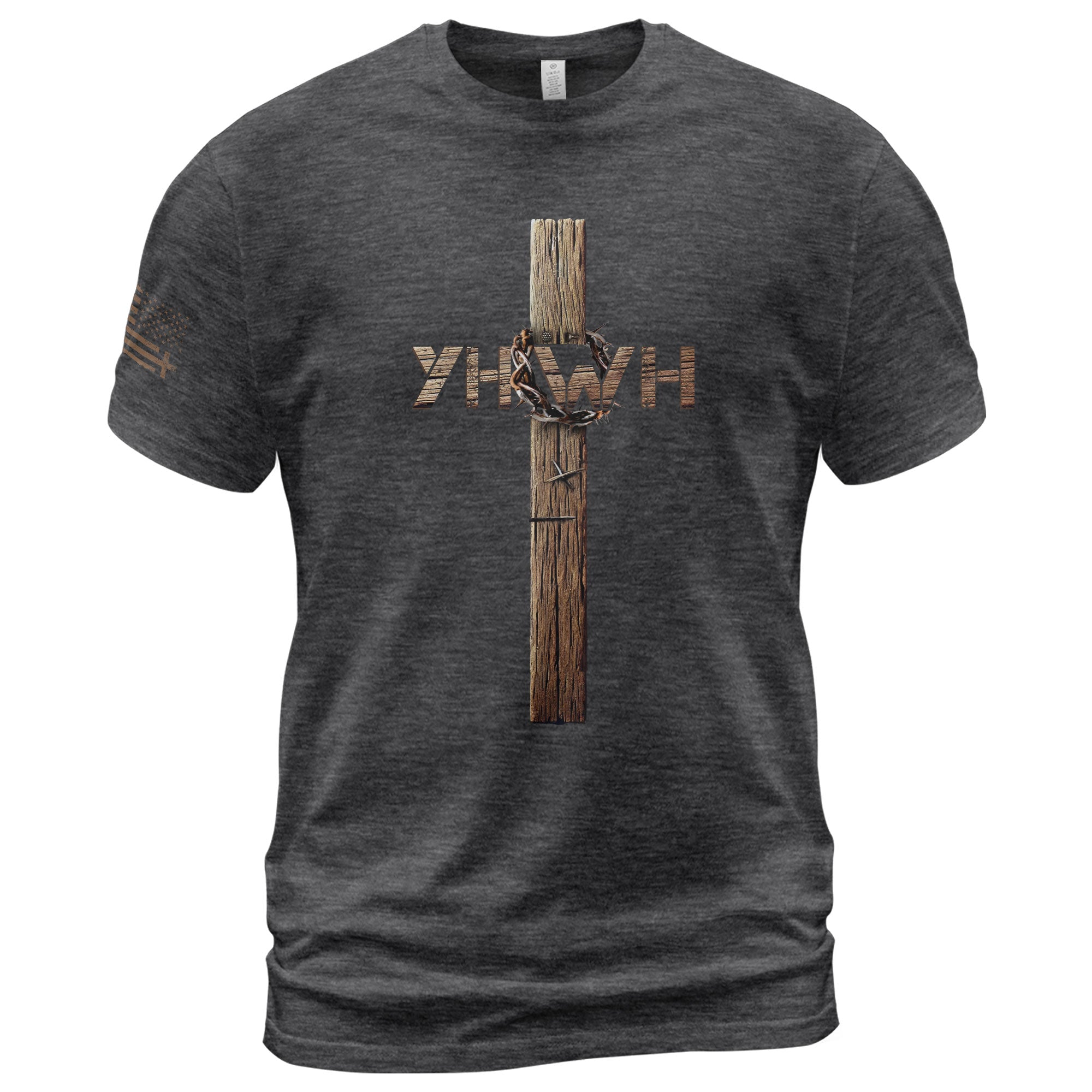 YHWH Cross with Crown of Thorns Faith Statement T-Shirt