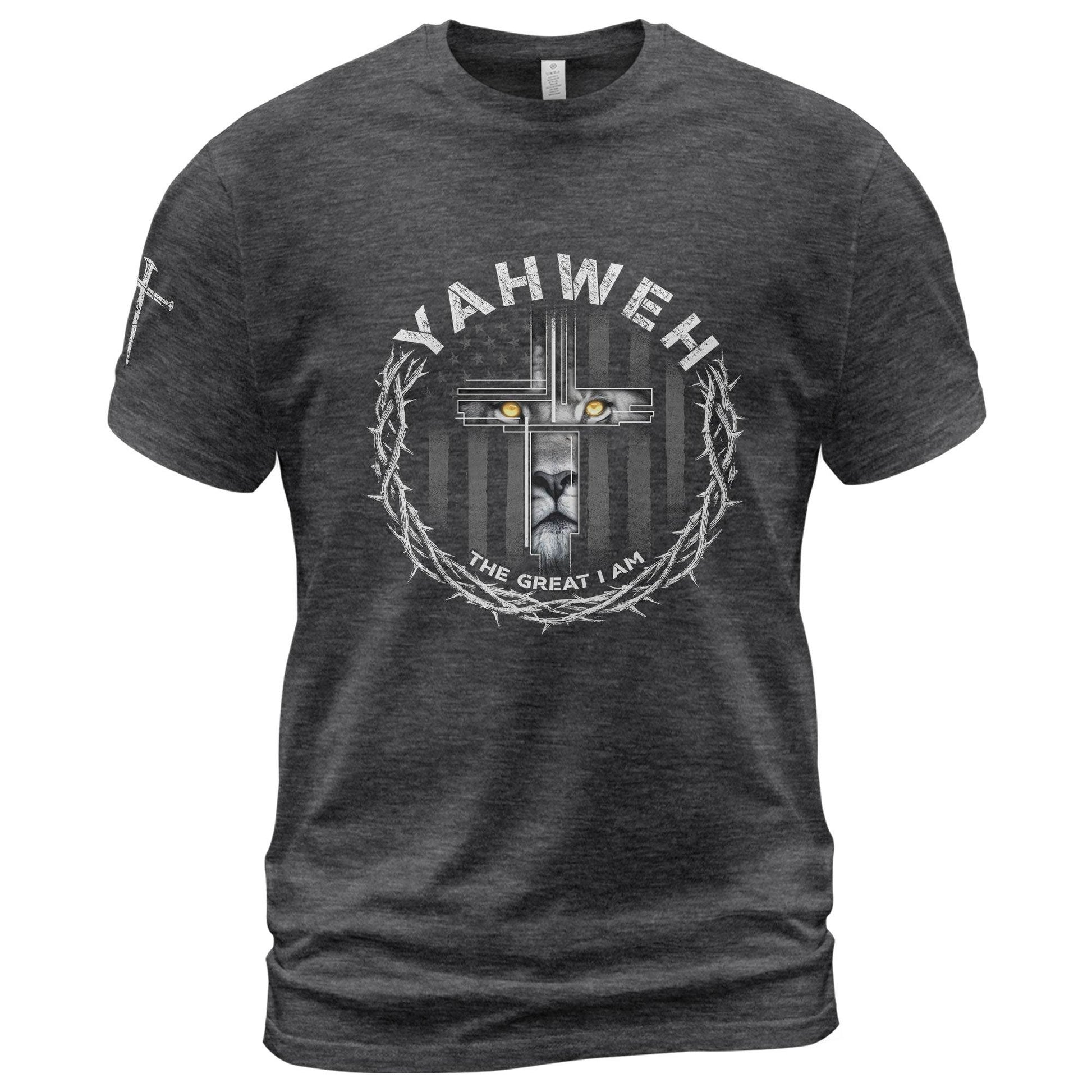 Yahweh The Great I Am Lion Cross Christian T-Shirt - Rust Field Wear