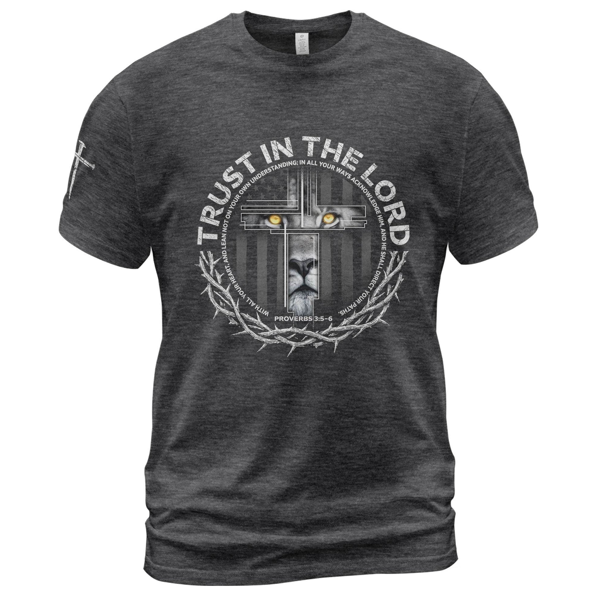 Trust In The Lord Proverbs 3:5 Lion Cross T-Shirt - Rust Field Wear