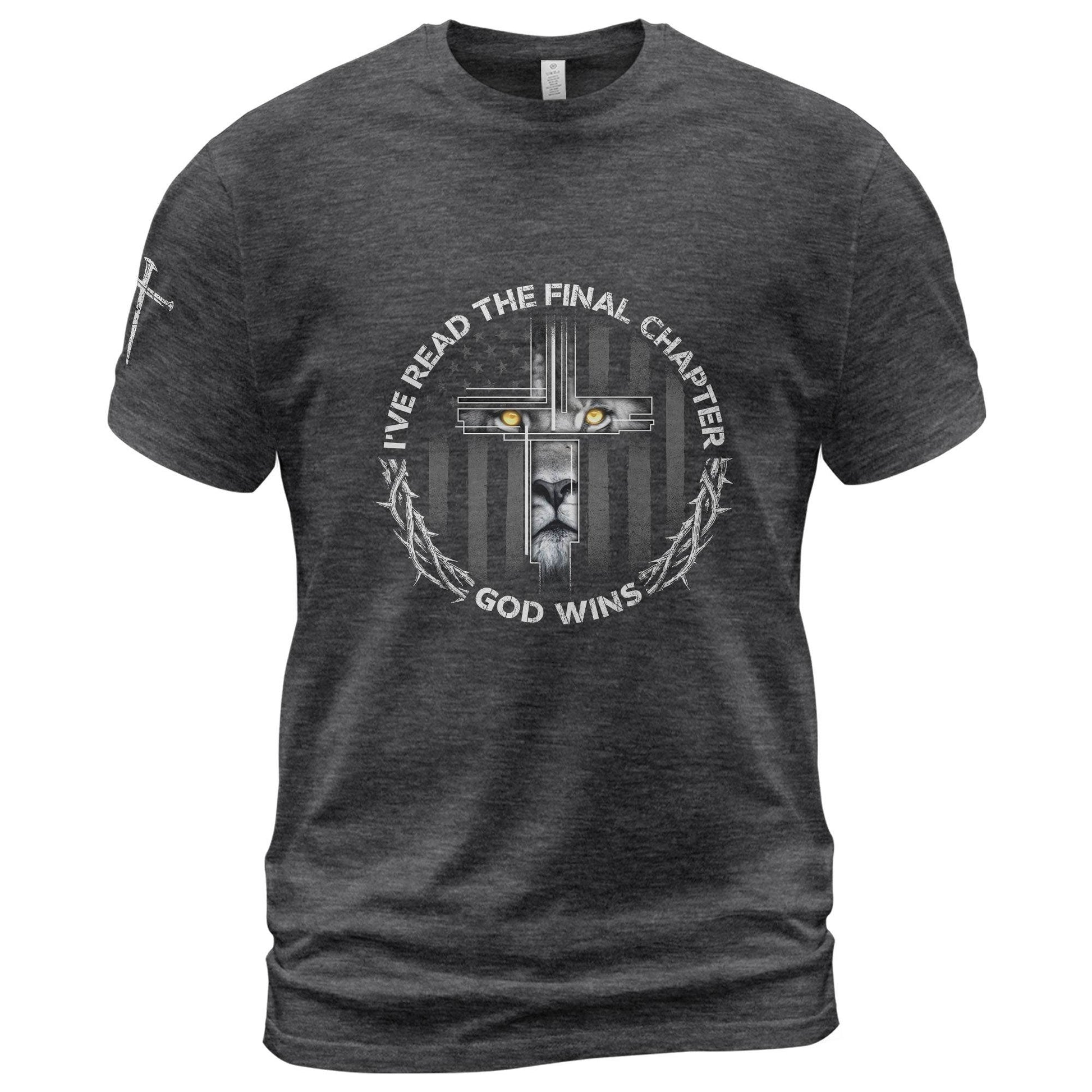 God Wins Lion Cross Final Chapter Christian T-Shirt - Rust Field Wear