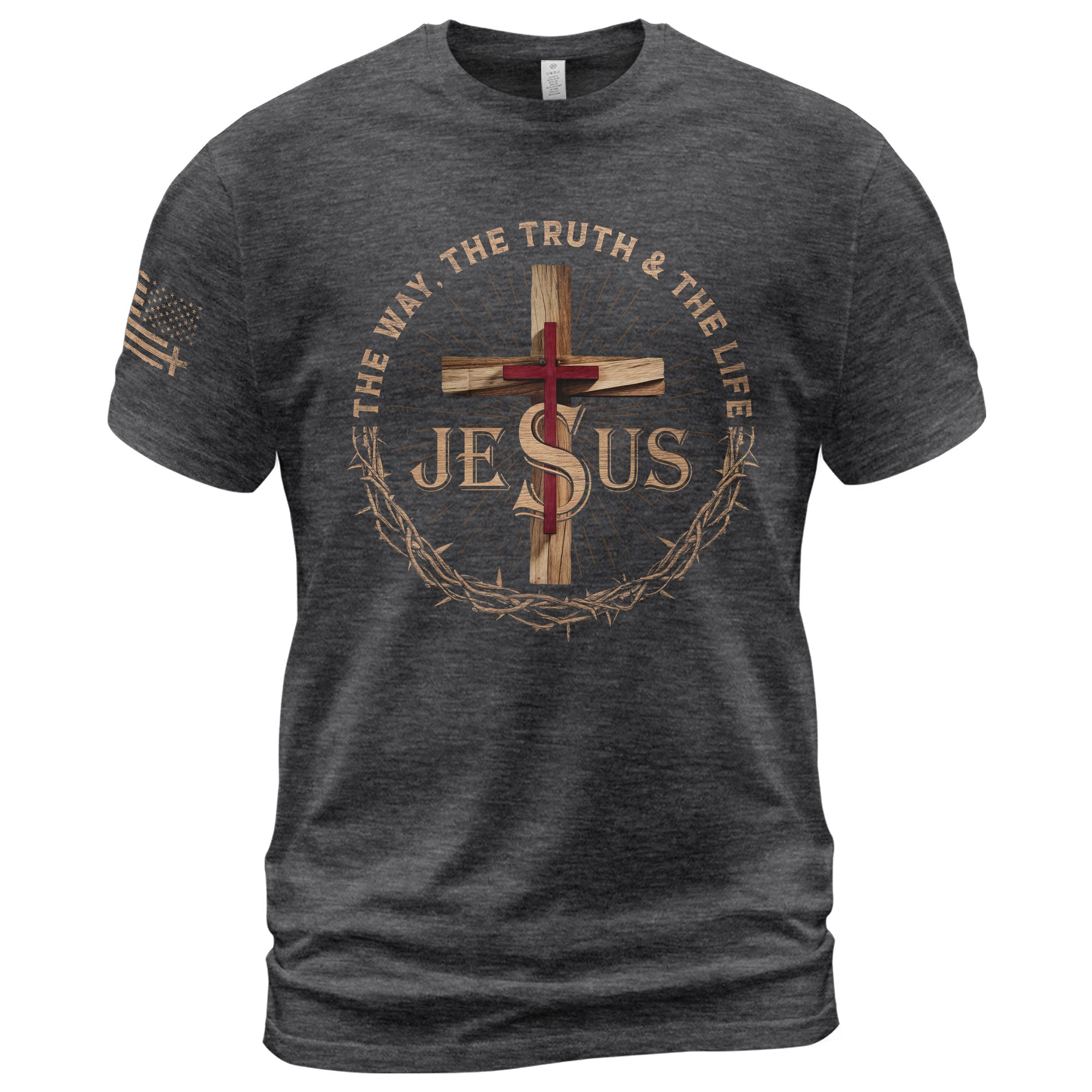 The Way The Truth The Life Jesus Cross Crown Christian T-Shirt