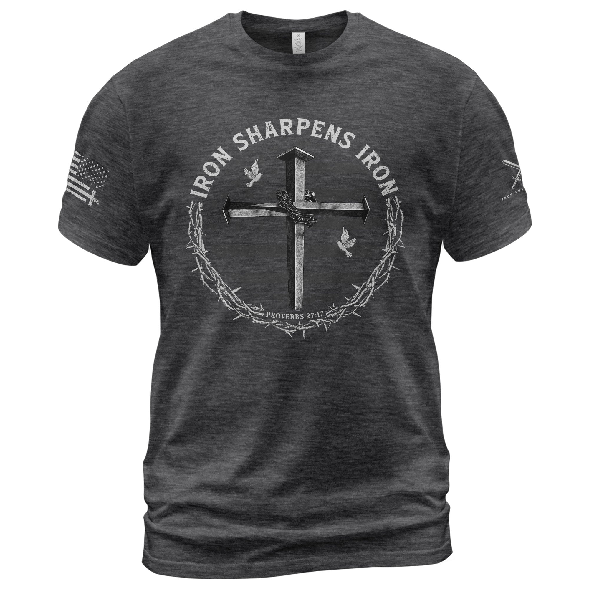 Iron Sharpens Iron Cross Proverbs 27:17 Christian T-Shirt